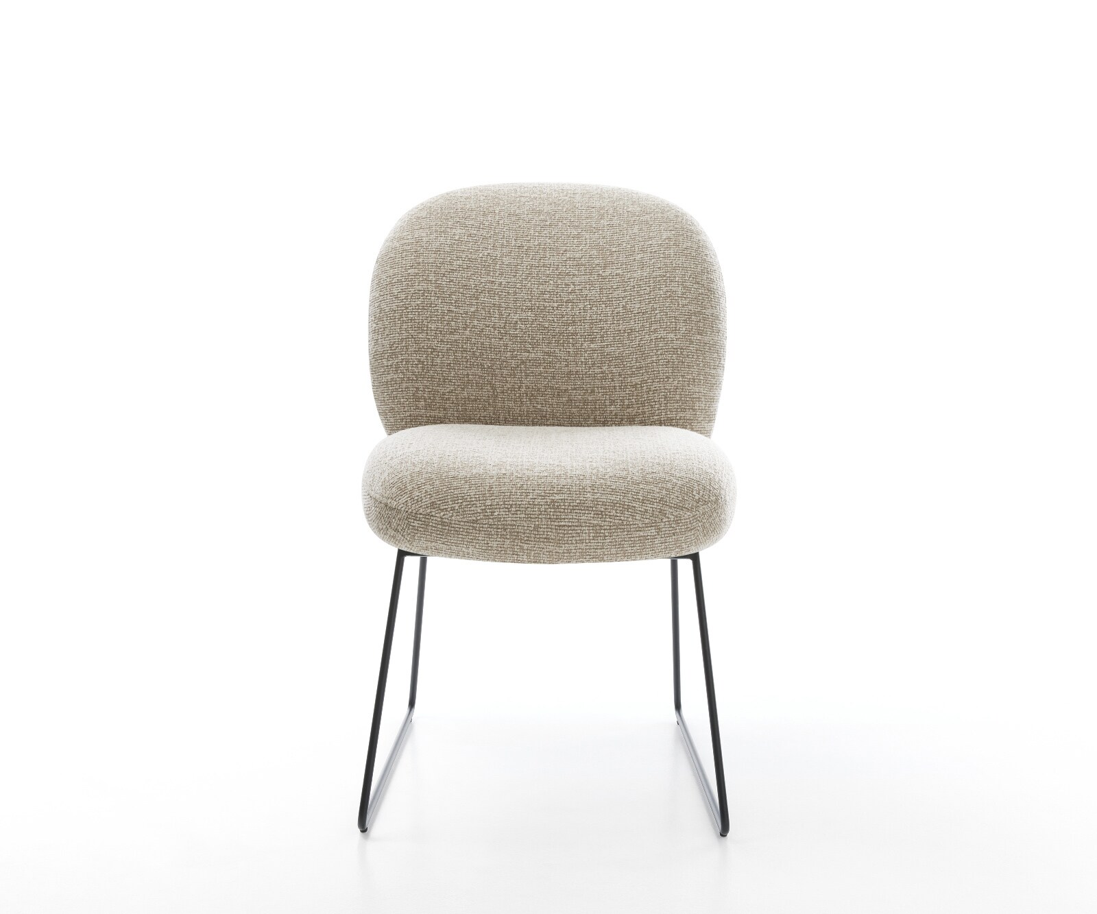 Chaise-de-salle-à-manger Nube-Flex tissu tissé doux beige pied trapèze noir resorts ensachés 2