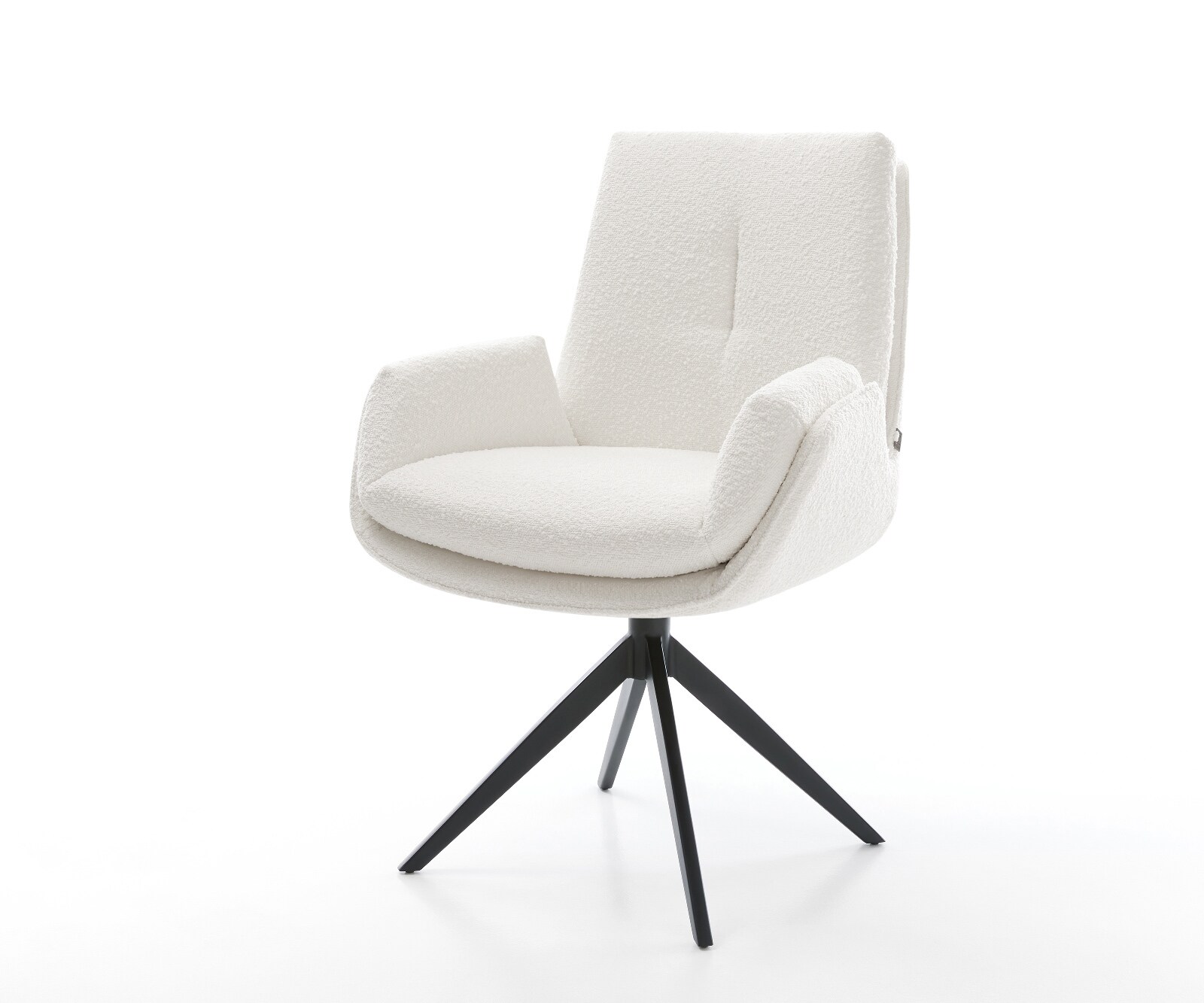 Drehstuhl Clea-Flex Bouclé Creme-Weiß Kreuzgestell breit Schwarz 360° drehbar Wippfunktion 1