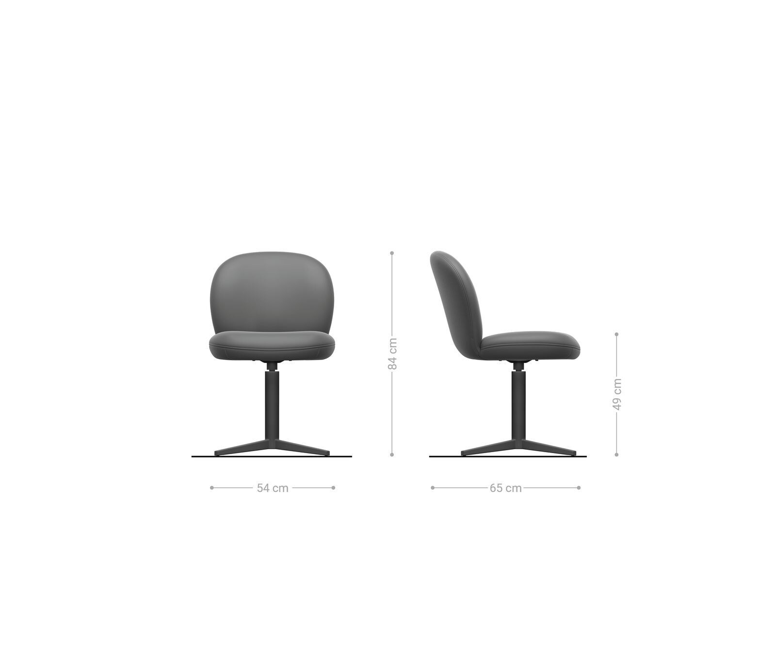 Chaise-pivotante Nube-Flex côtelé gris argenté pied de chaise 4 branches noir pivotement sur 360° ressorts ensachés 6