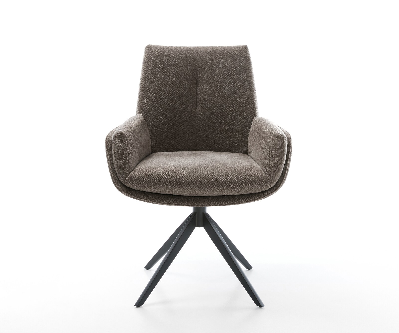 Chaise-pivotante Clea-Flex tissu structuré doux taupe pied croisé large noir pivotement sur 360° fonction bascule 1