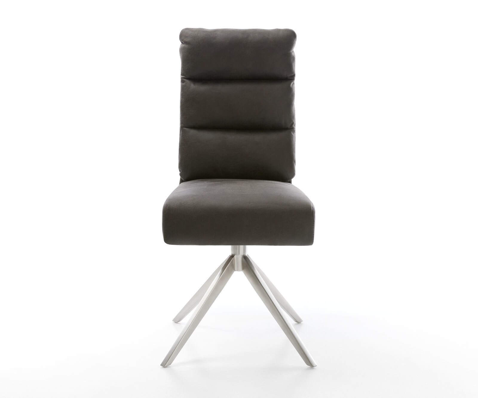 Chaise-pivotante Pela-Flex microvelours anthracite vintage pied croisé large acier inoxydable brossé pivotement sur 360° fonction bascule ressorts ensachés 1