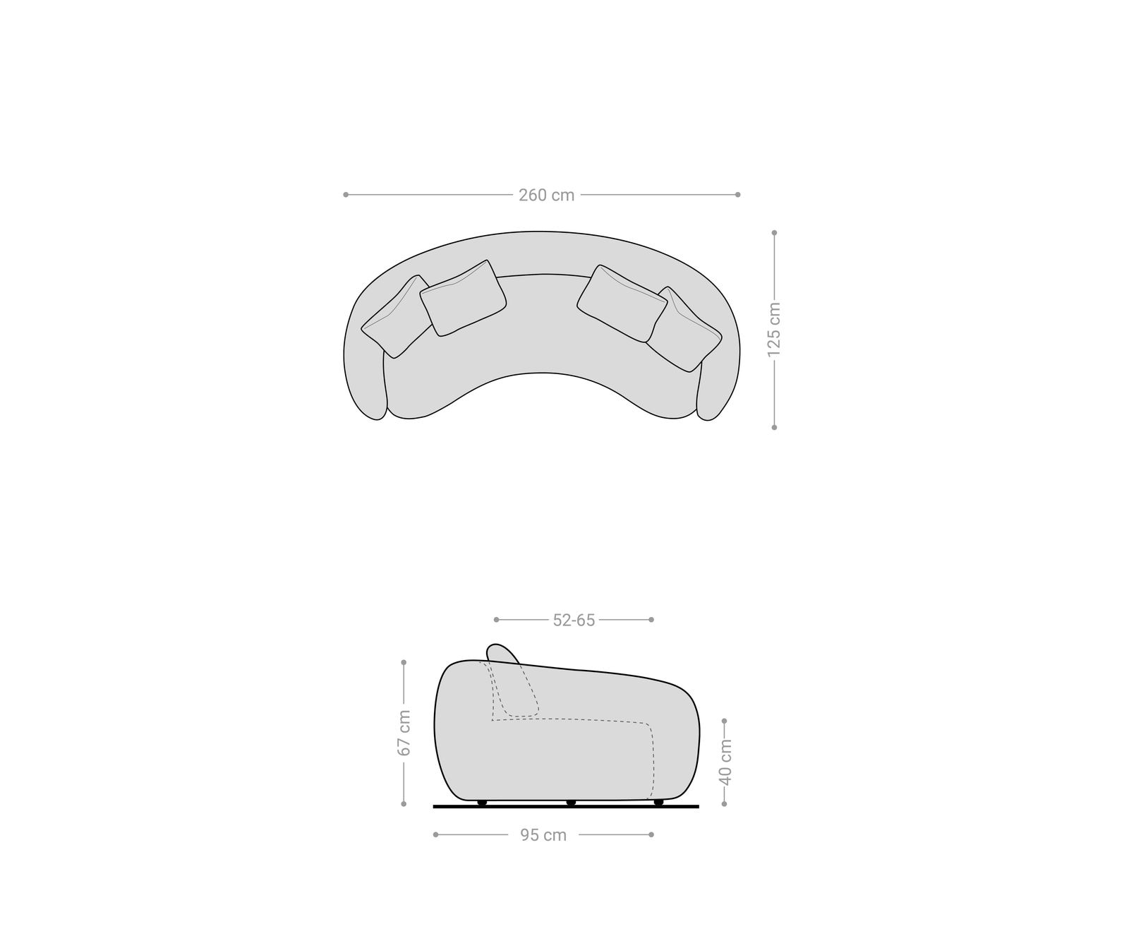 3-Sitzer Larna 260x120 cm Mikrofaser Grau 6 3-Sitzer Larna 260x120 cm Mikrofaser Grau 6