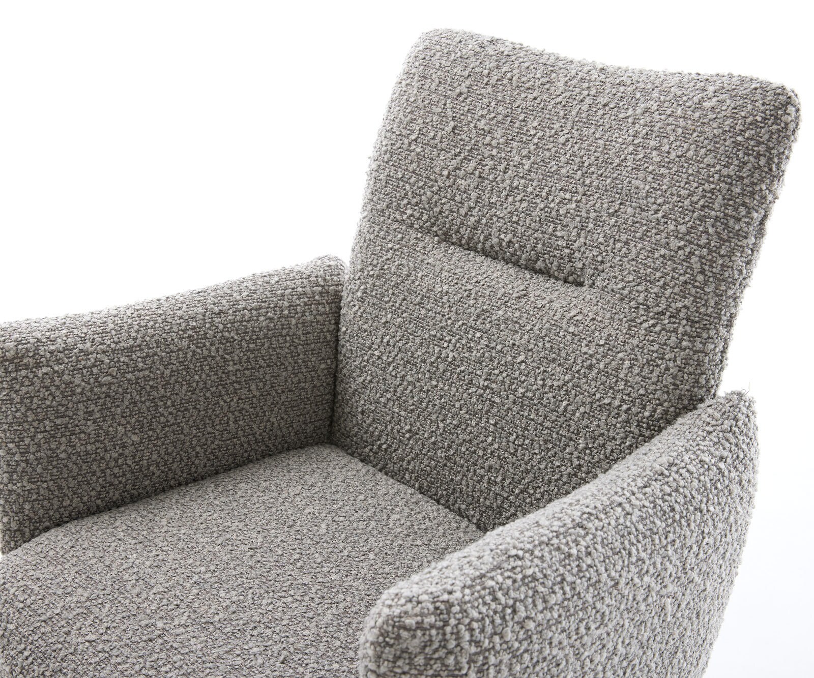 Esszimmerstuhl Jova-Flex mit Armlehnen Bouclé Silbergrau 4-Fuß konisch Schwarz Taschenfederkern 4