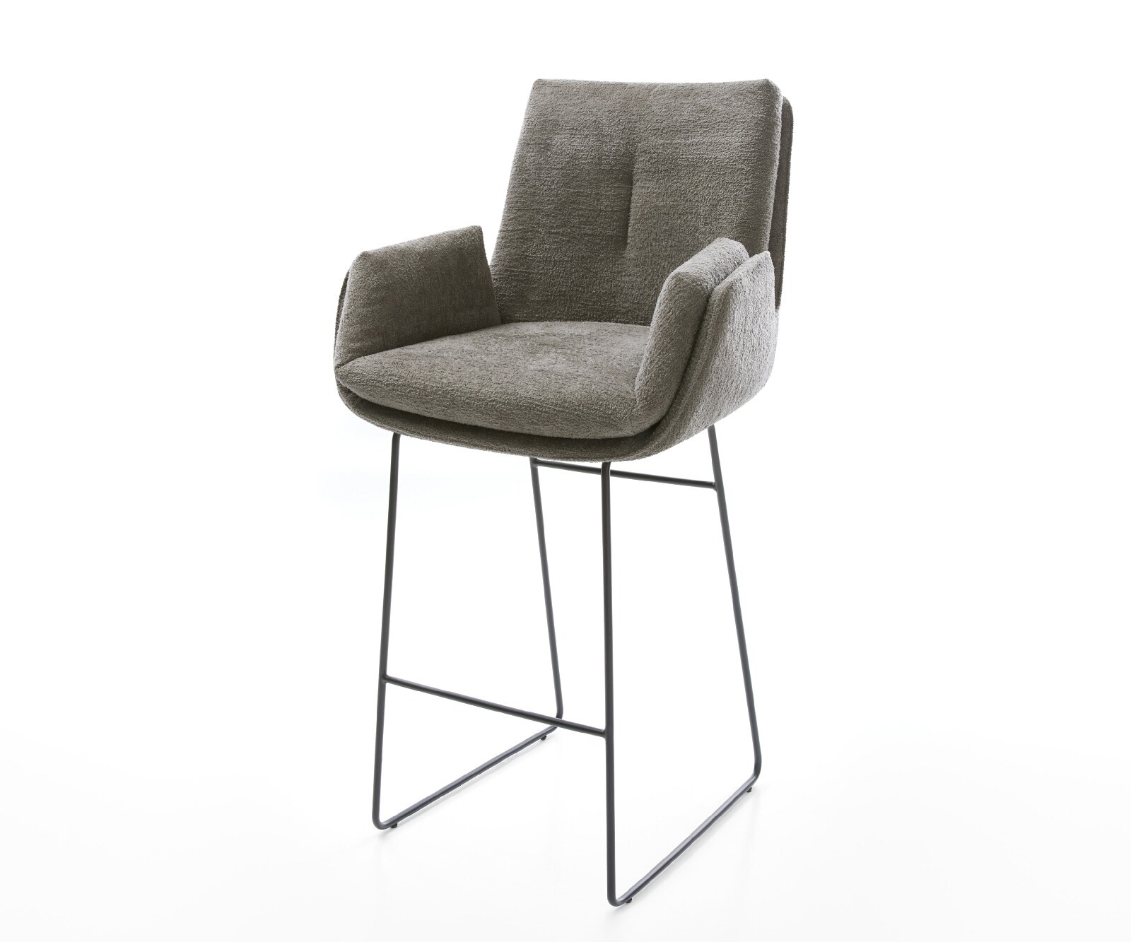 Barstuhl Clea-Flex Bouclé Soft Schlamm Kufengestell Metall Schwarz 1