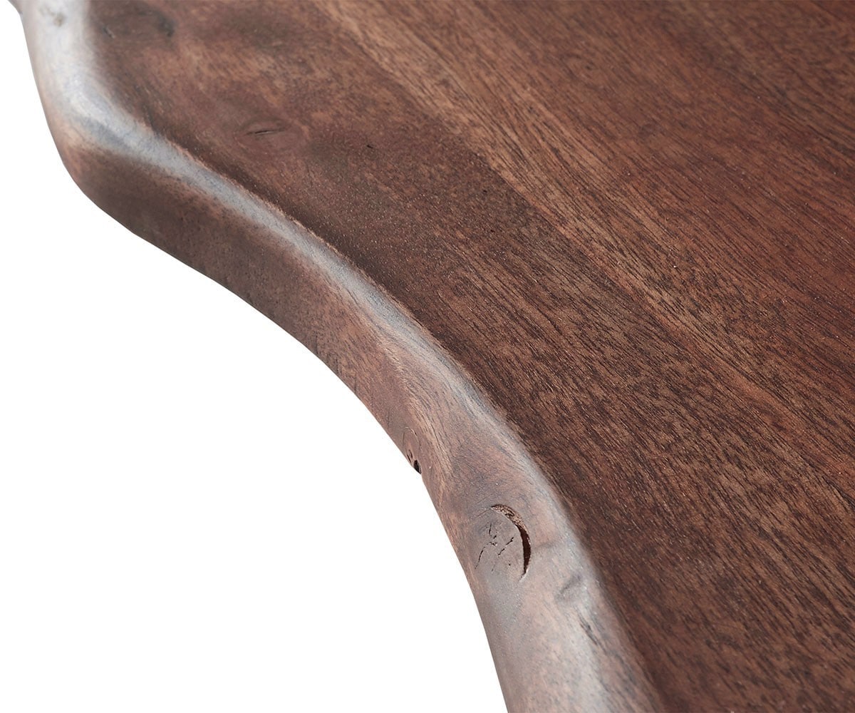 Esstisch Edge 200x100cm Akazie Braun Edelstahl Silber schräg Live-Edge 5