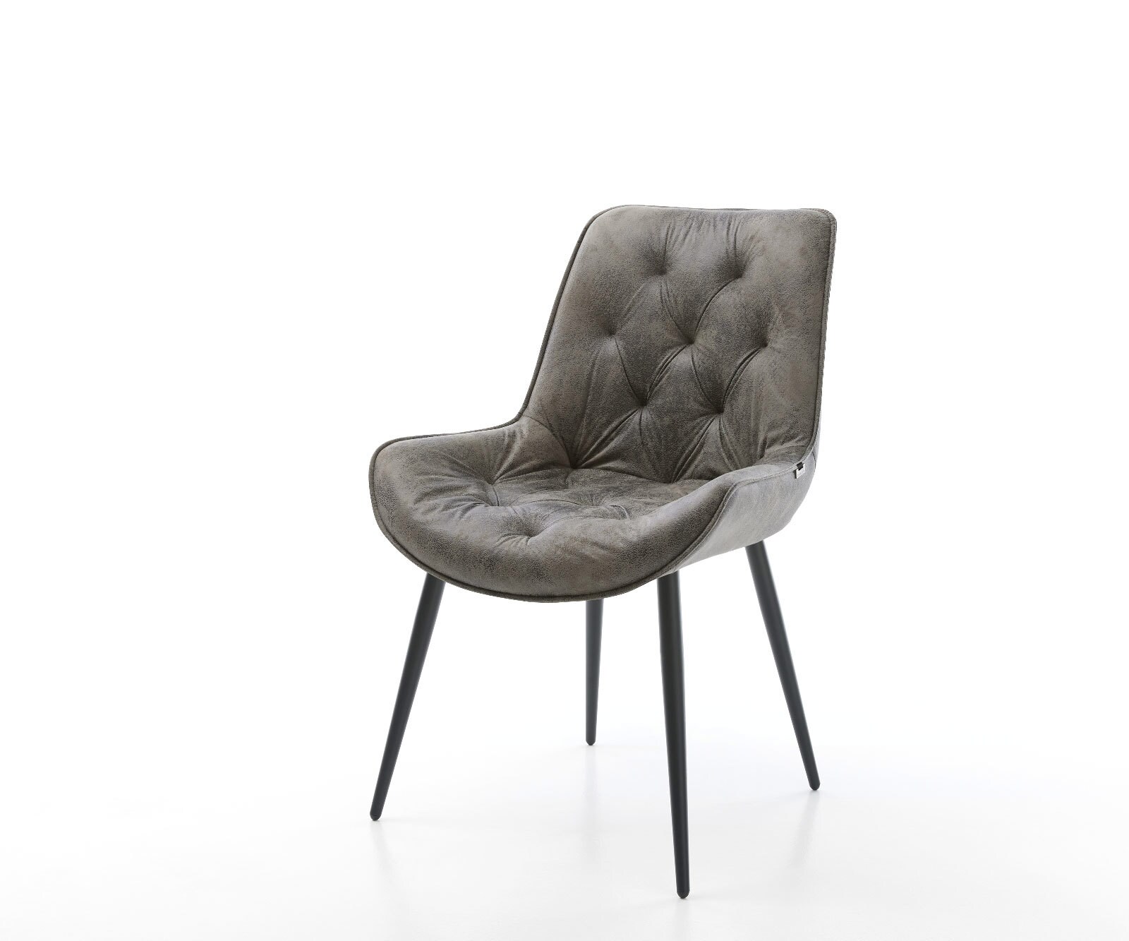 Chaise-de-salle-à-manger Taimi-Flex microvelours gris antique 4 pieds coniques noir 1