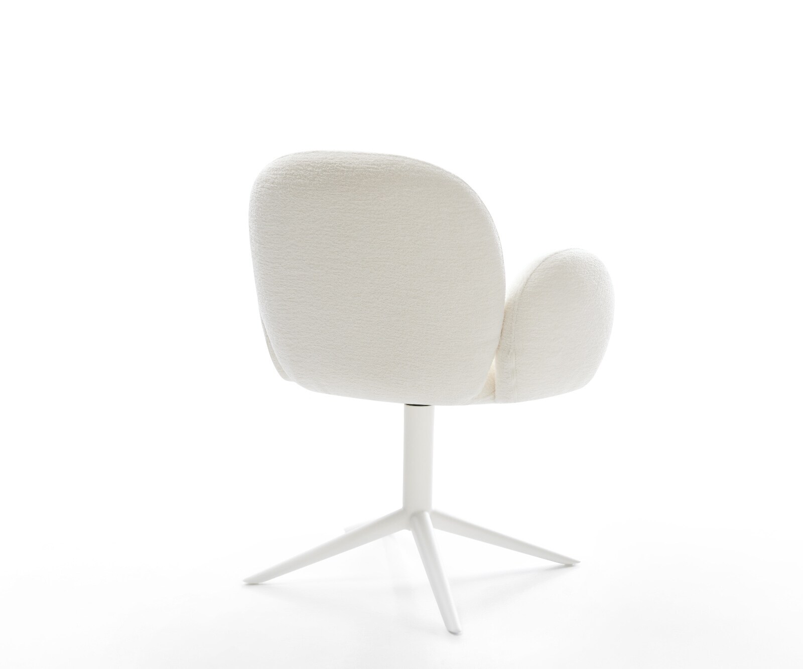 Chaise-pivotante Nube-Flex avec accoudoirs bouclé doux beige pied de chaise 4 branches blanc pivotement sur 360° fonction bascule resorts ensachés 4