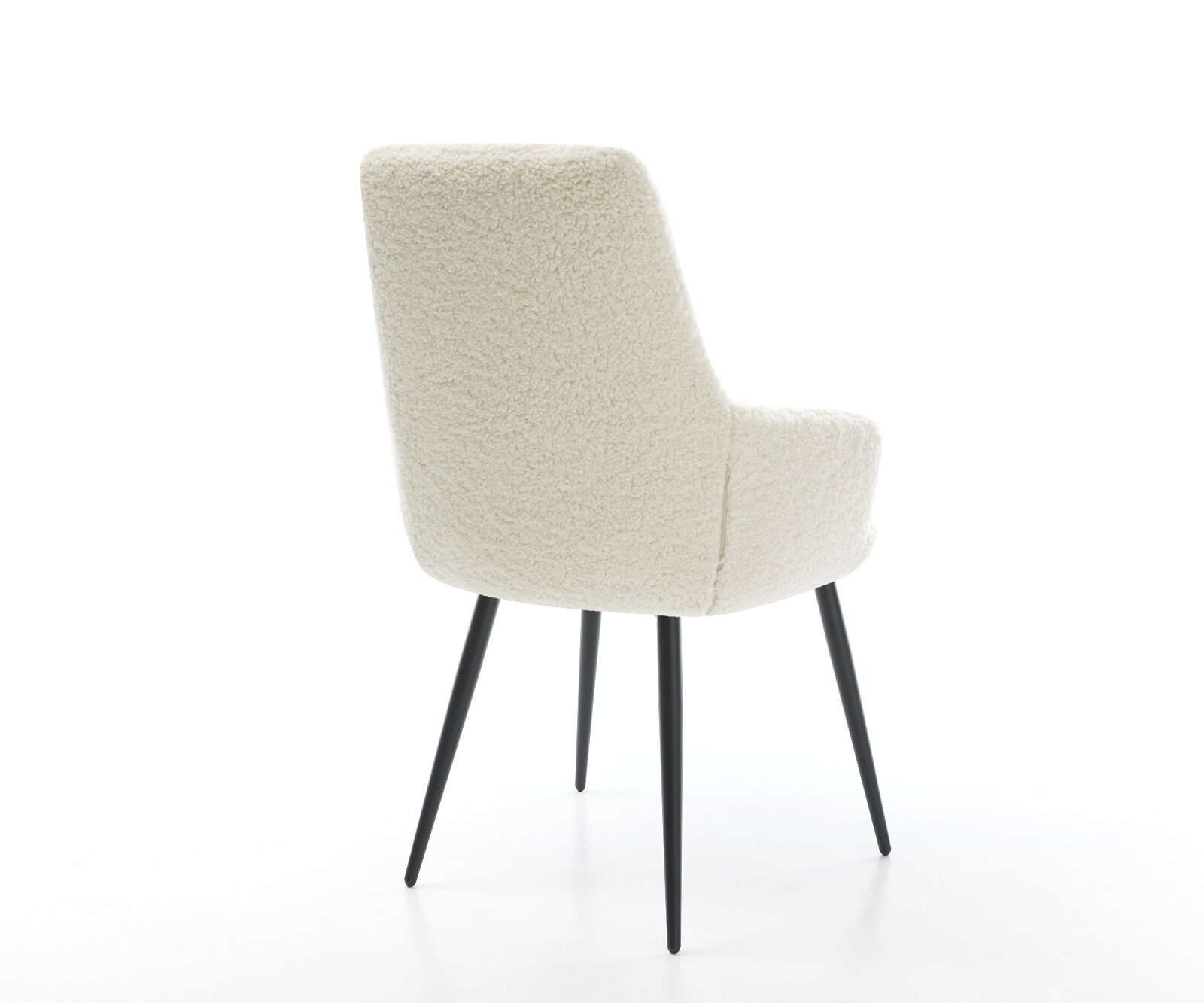 Esszimmerstuhl Zelia-Flex mit Armlehnen Teddystoff Beige 4-Fuß konisch Schwarz Taschenfederkern 5