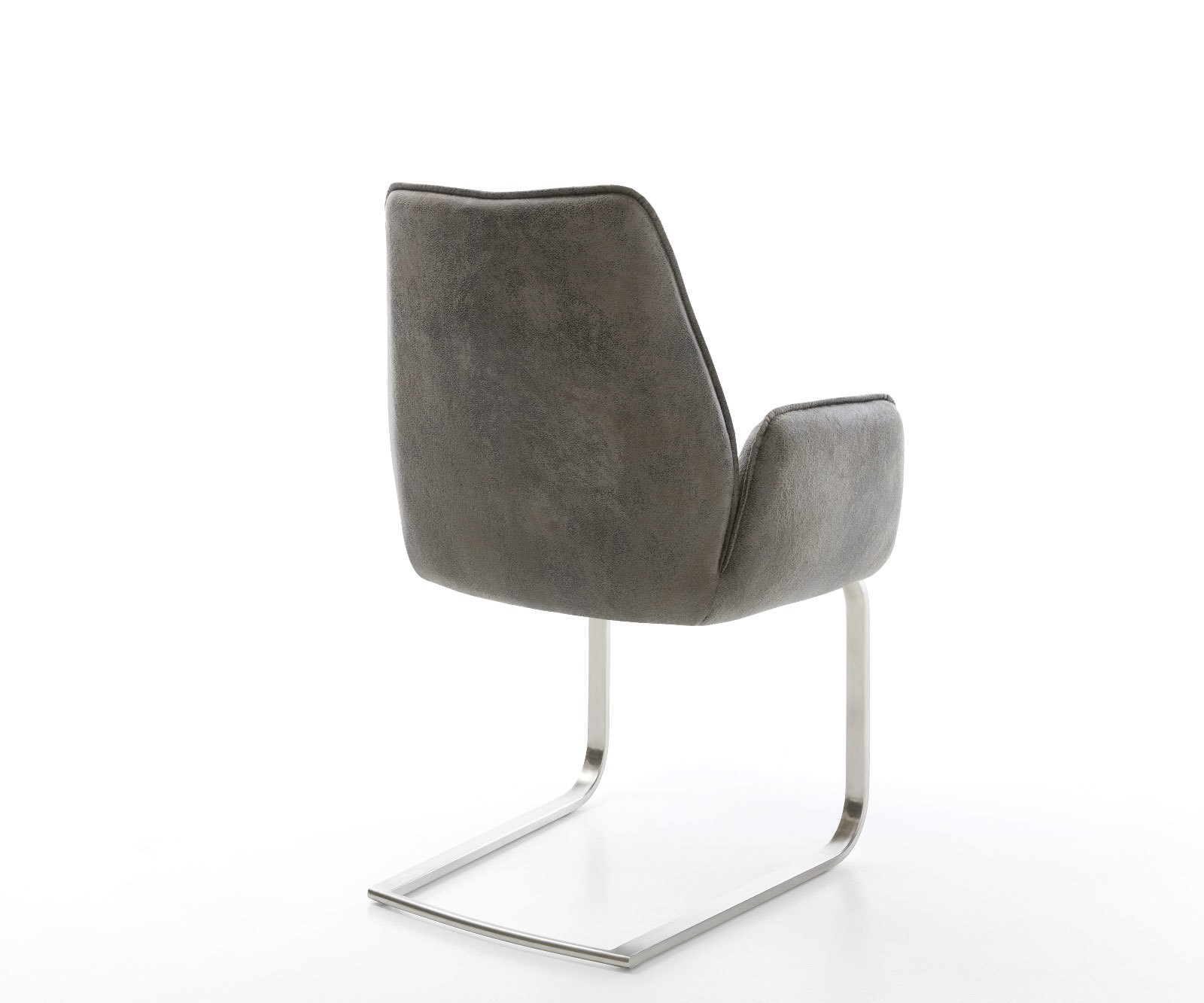 Cantilever Zoa-Flex microvelours gris antique pied cantilever plat acier inoxydable brossé ressorts ensachés 5