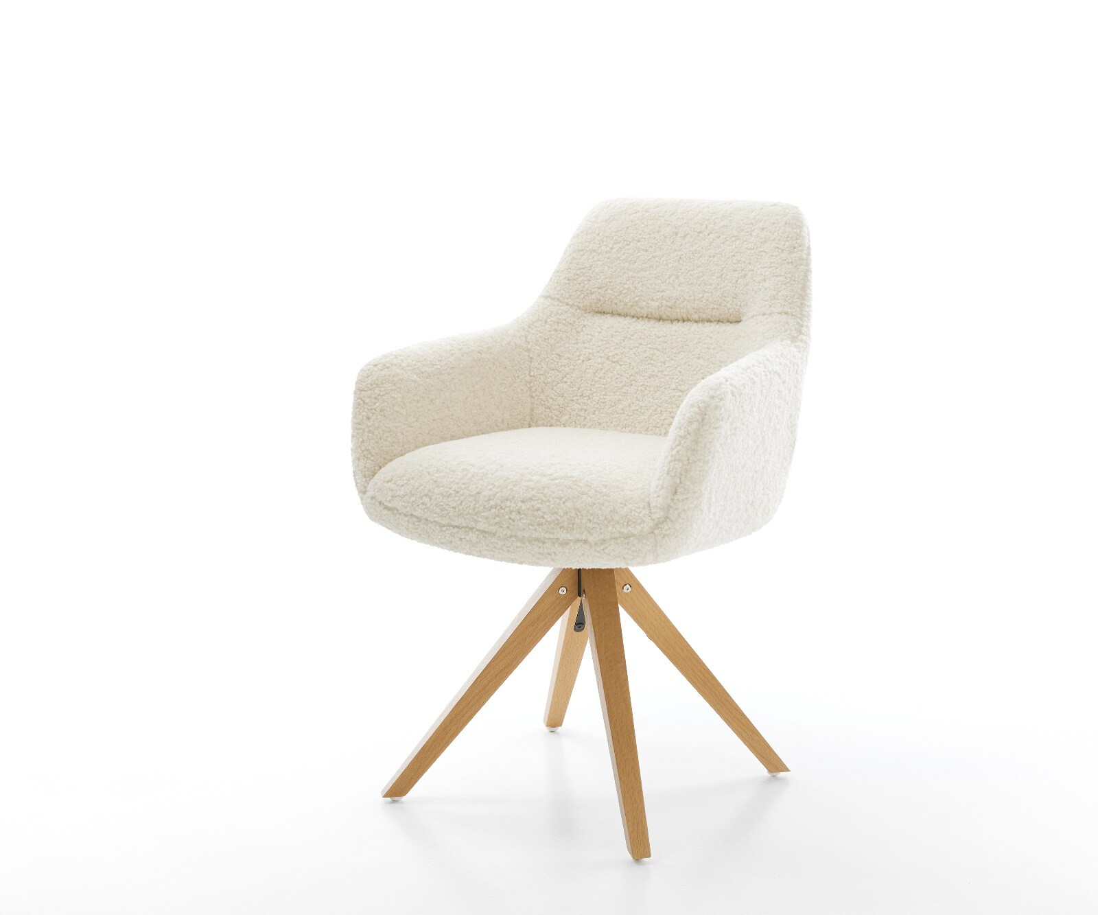 Drehstuhl Pejo-Flex Teddystoff Beige Holzgestell kantig Natur 180° drehbar Taschenfederkern 1