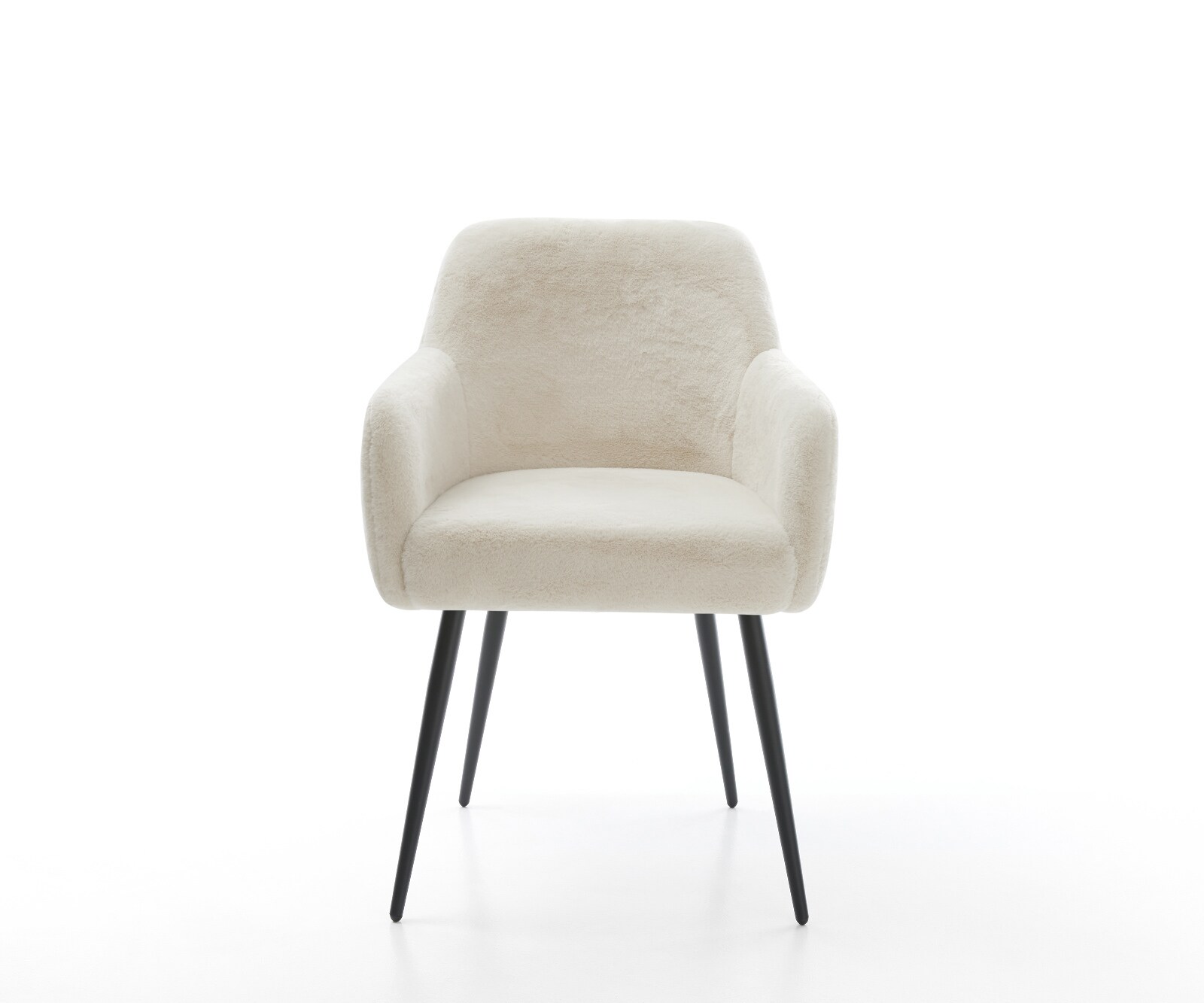 Esszimmerstuhl Greg-Flex Plüsch Creme-Weiß 4-Fuß konisch Schwarz Taschenfederkern 1