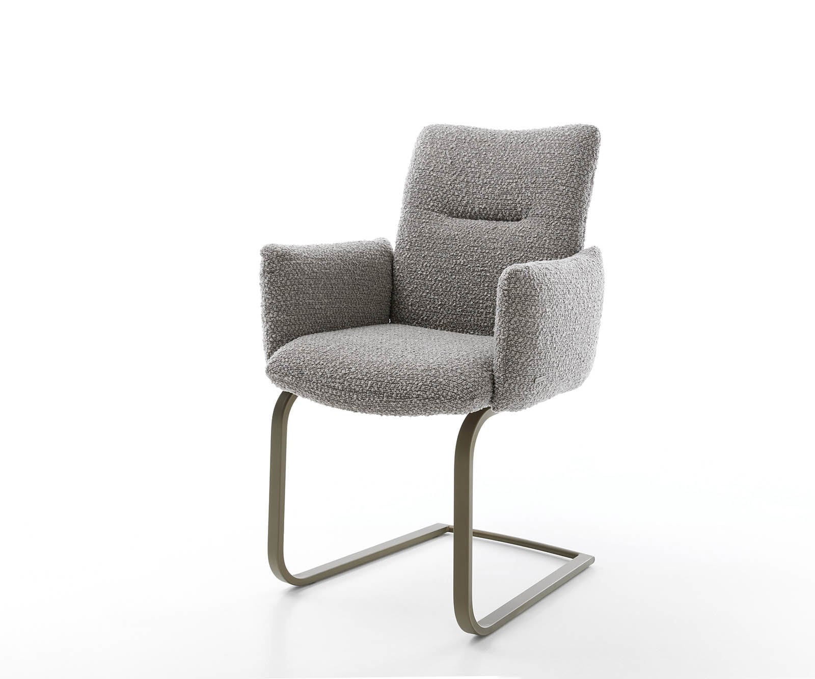 Freischwinger Jova-Flex mit Armlehnen Bouclé Silbergrau Freischwinger flach Effektfinish Titan Taschenfederkern Freischwinger Jova-Flex mit Armlehnen Bouclé Silbergrau Freischwinger flach Effektfinish Titan Taschenfederkern