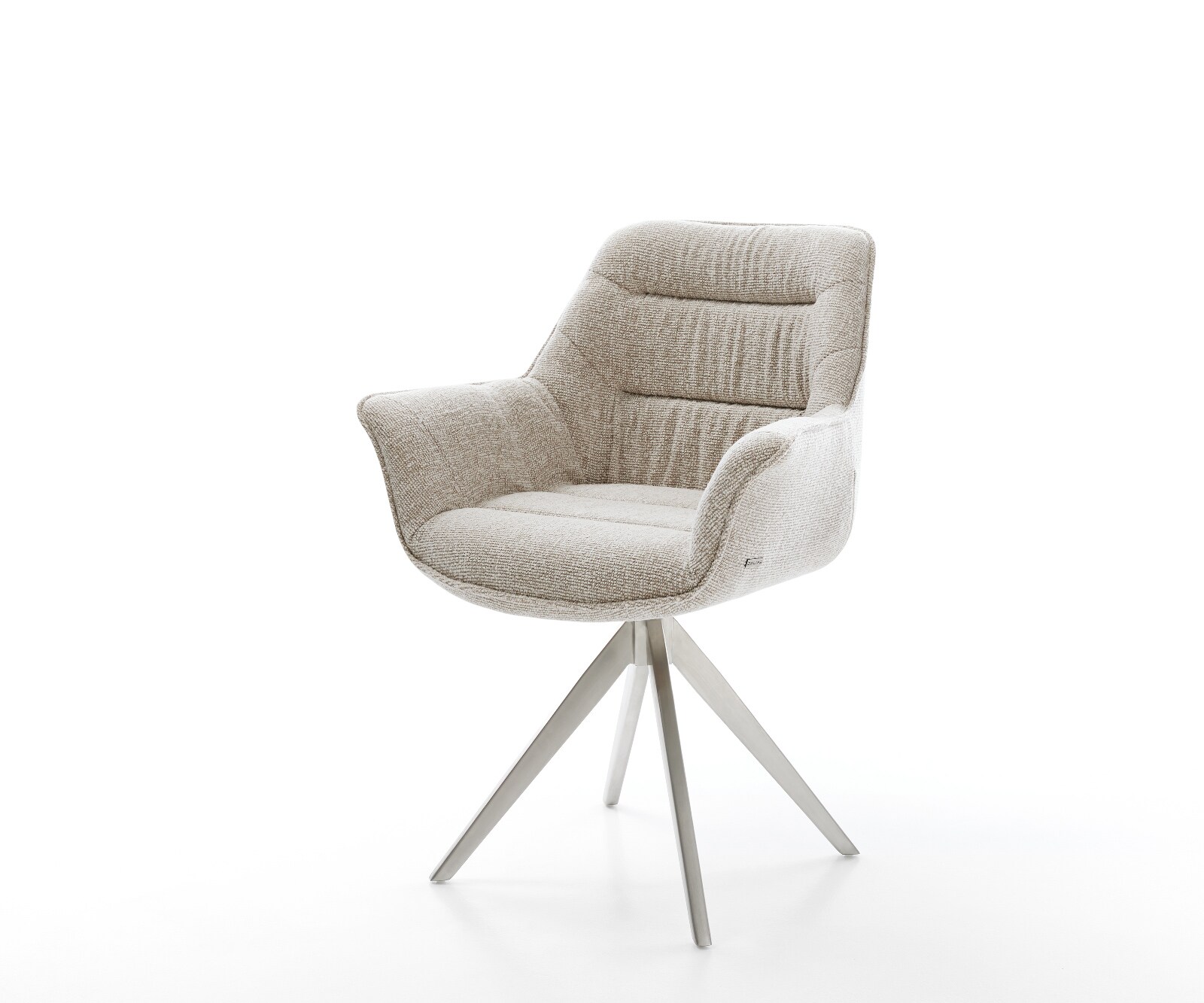Drehstuhl Kaira-Flex Webstoff Soft Beige Kreuzgestell kantig Edelstahl 180° drehbar 1
