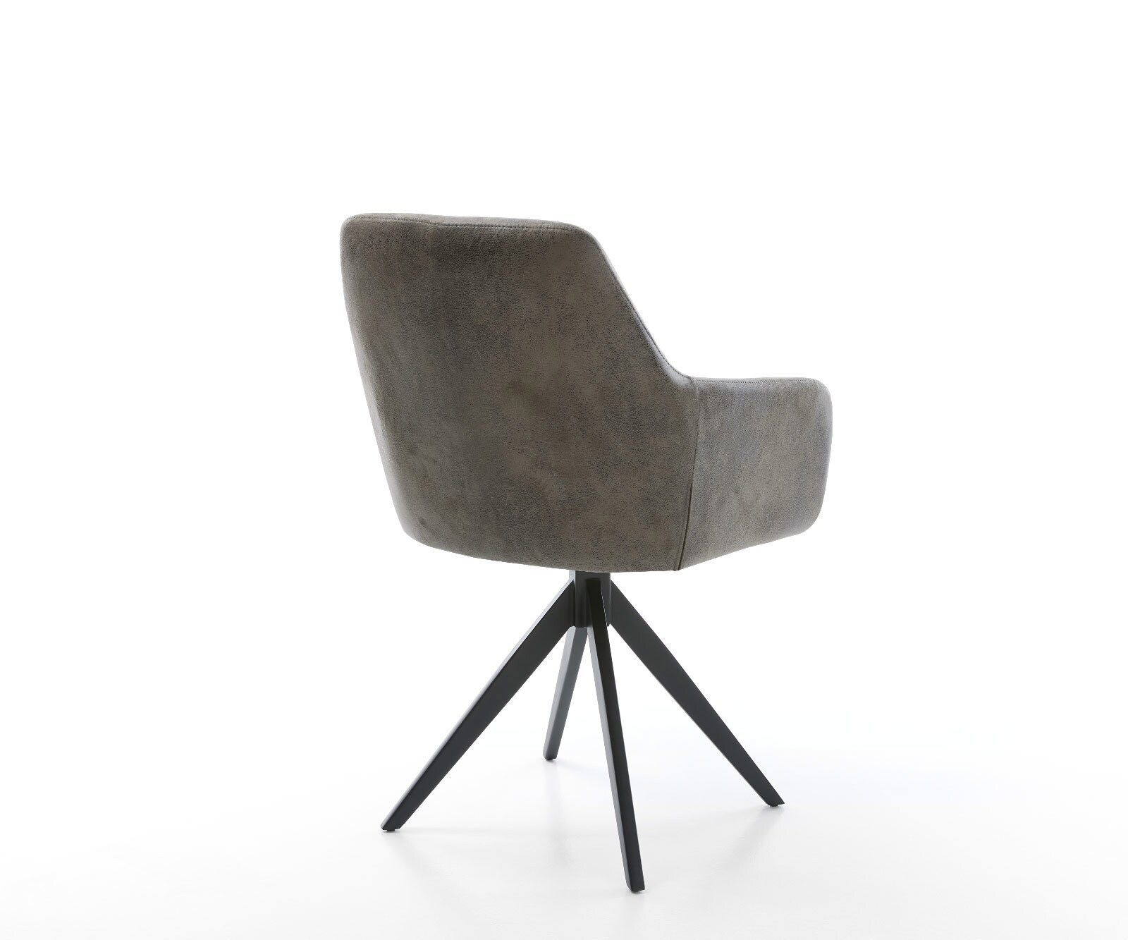 Chaise-de-salle-à-manger Pejo-Flex microvelours gris antique pied croisé angulaire noir ressorts ensachés 4