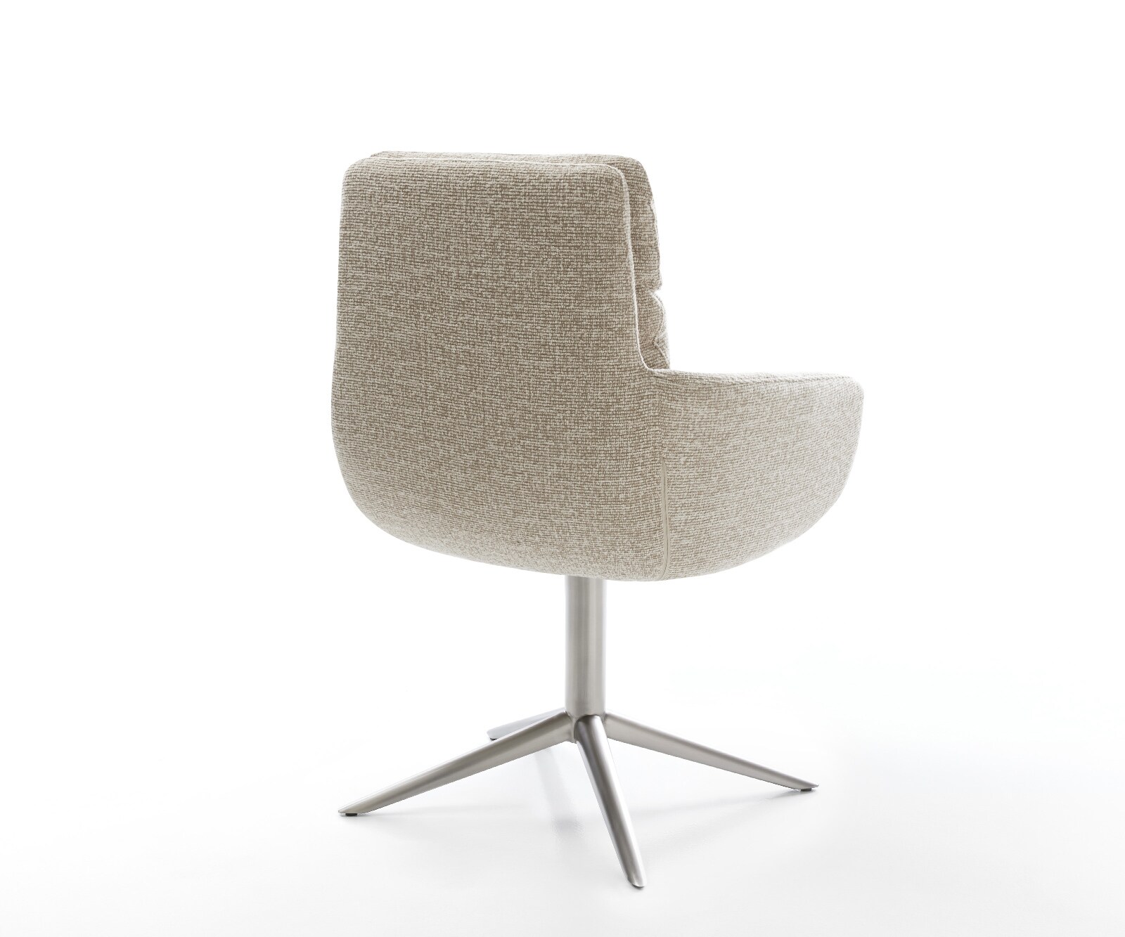 Chaise-pivotante Abelia-Flex avec accoudoirs tissu tissé doux beige pied de chaise 4 branches acier inoxydable pivotement sur 360° fonction bascule 4