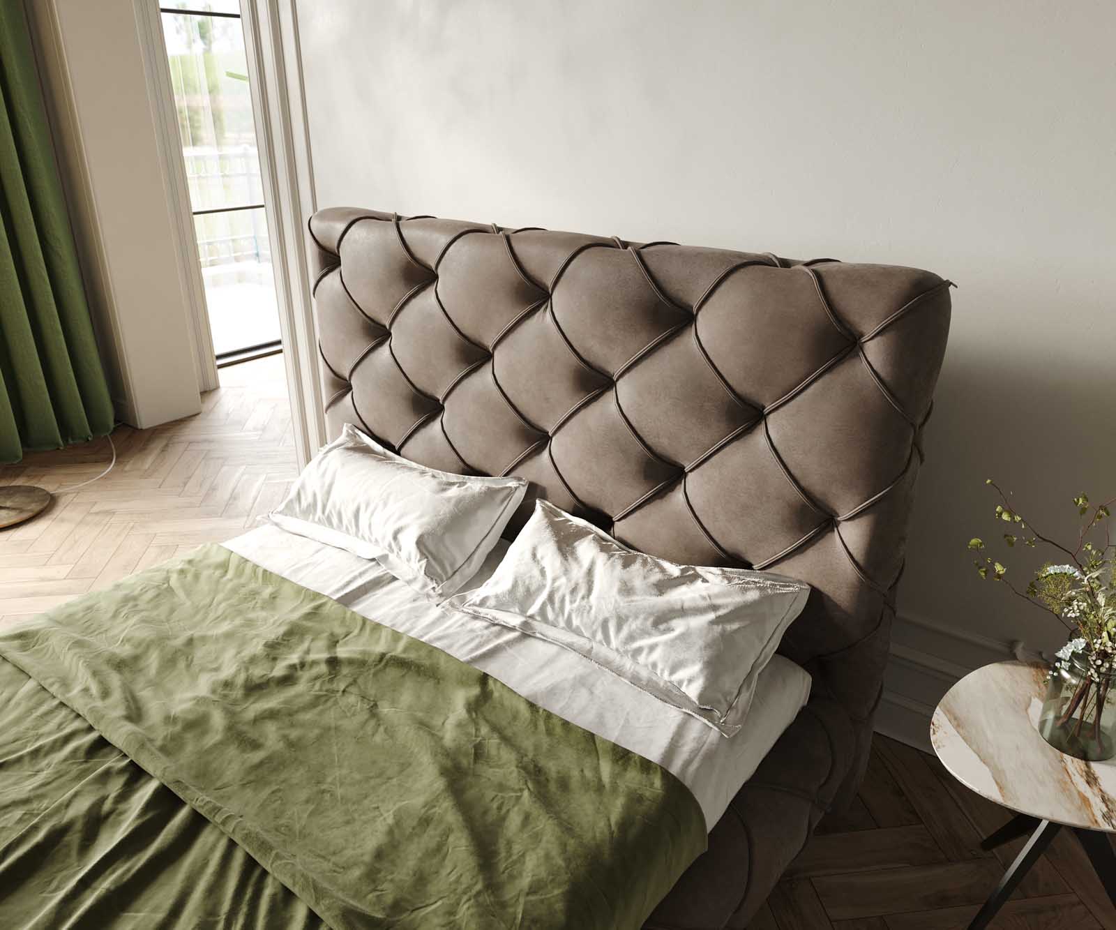 Polsterbettgestell Nayara 140x200 cm Mikrofaser Taupe Vintage 4