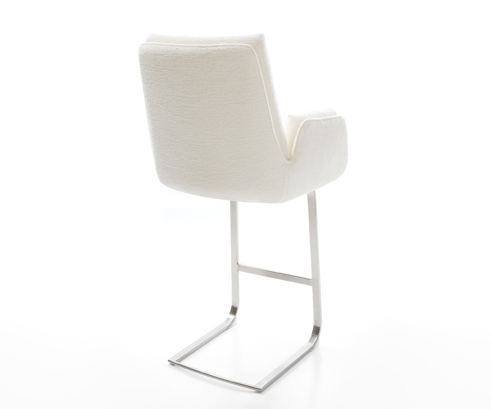 Barstuhl Clea-Flex Bouclé Soft Beige Freischwinger Flach Edelstahl Silberfarben 5