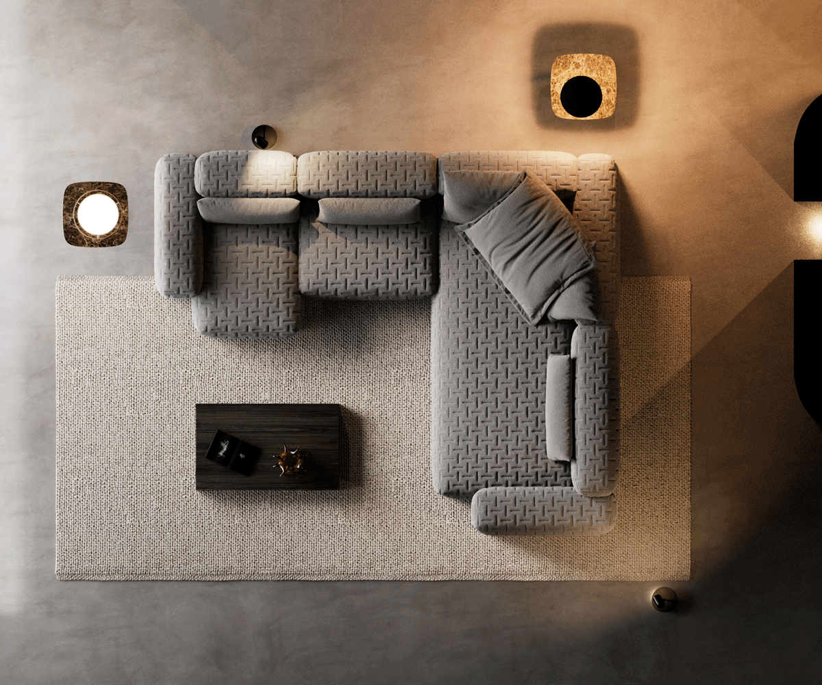 Wohnlandschaft Freestyle 360x290 cm Strukturstoff Soft Grau Gesteppt 6