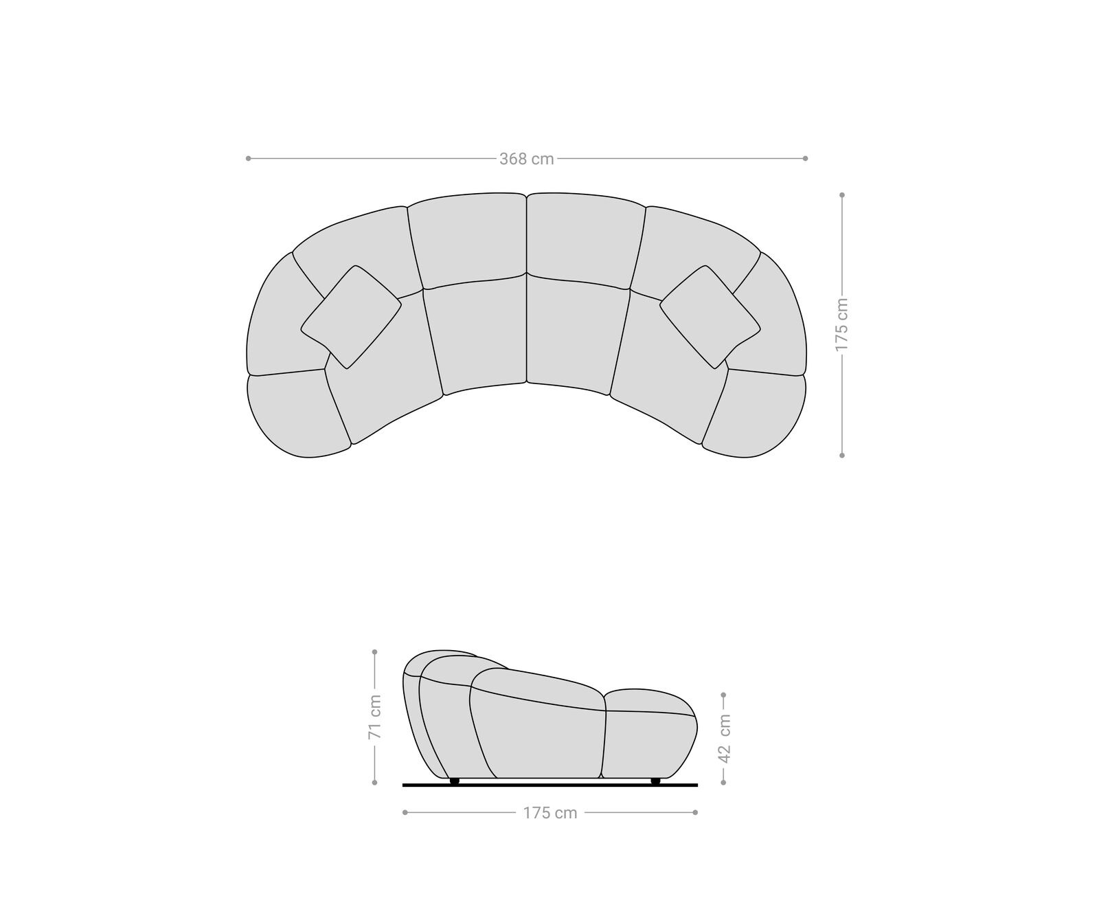 Big-Sofa Lunna 360x175 cm Fein Bouclé Taupe 2 Kissen 9