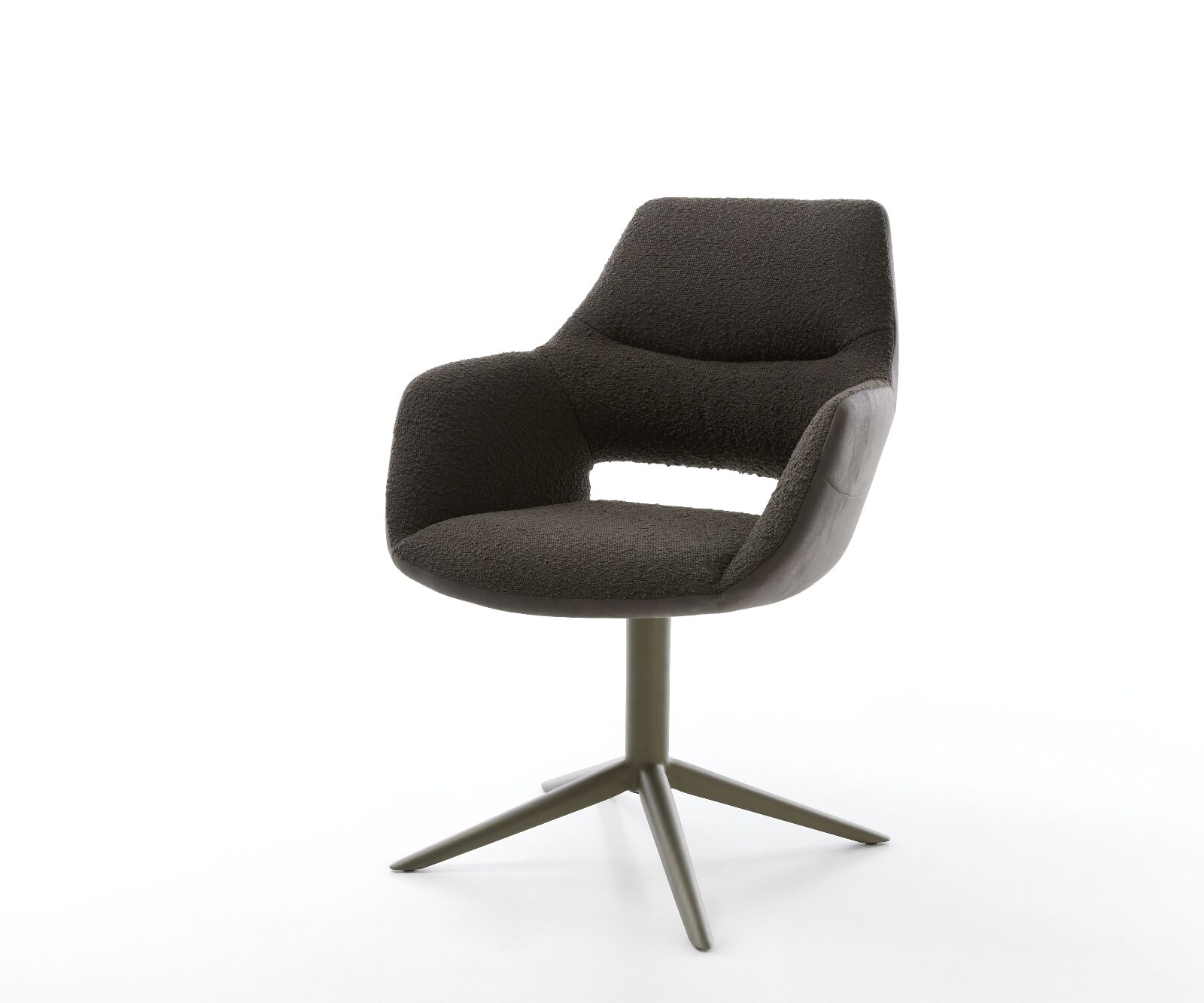 Drehstuhl Yago-Flex mit Armlehnen Materialmix Schwarz Fußkreuz Effektfinish Titan 360° drehbar Wippfunktion
