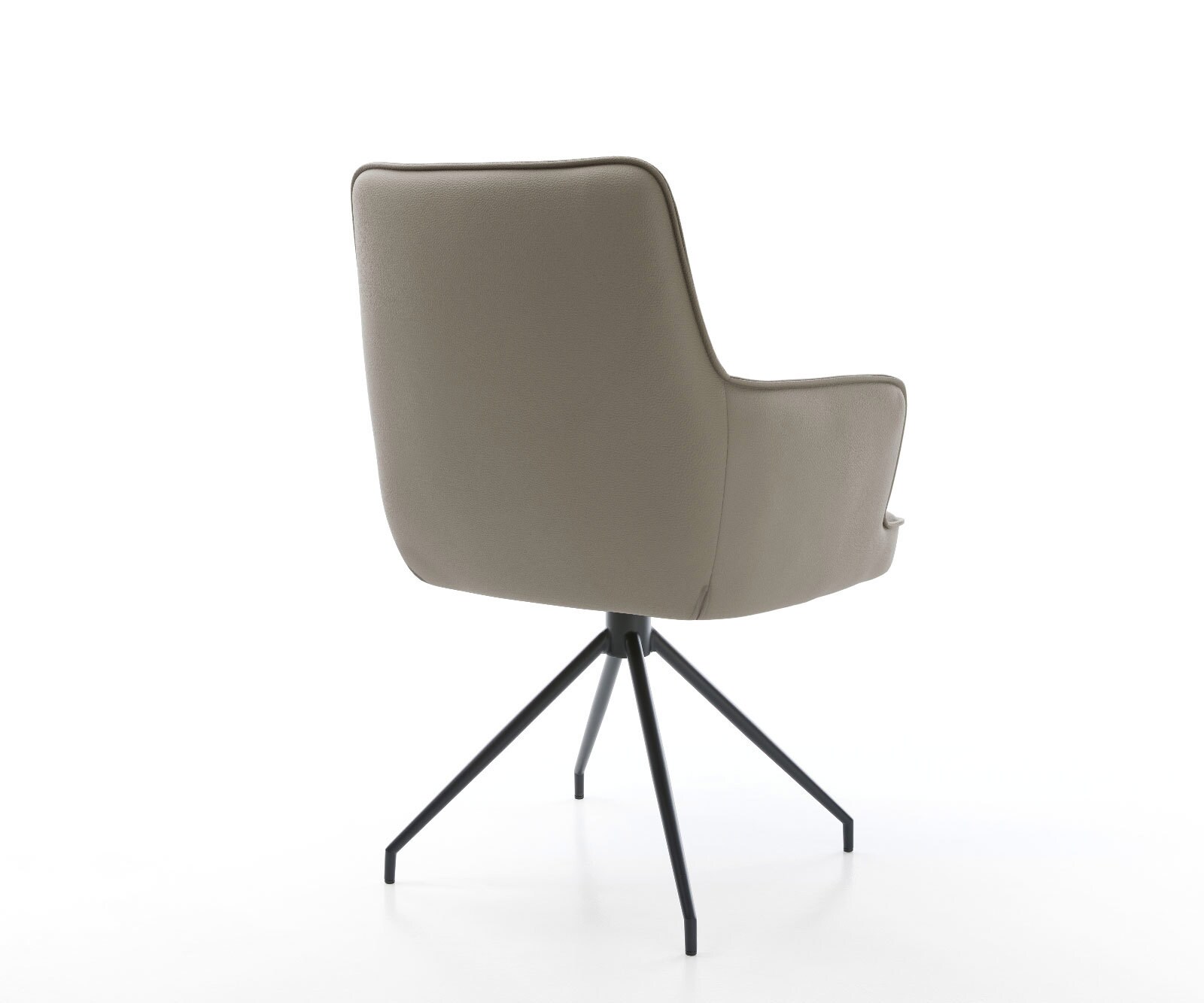 Chaise-pivotante Heira-Flex avec accoudoirs cuir de vache couleur boue pied croisé conique noir pivotement sur 180° ressorts ensachés 5