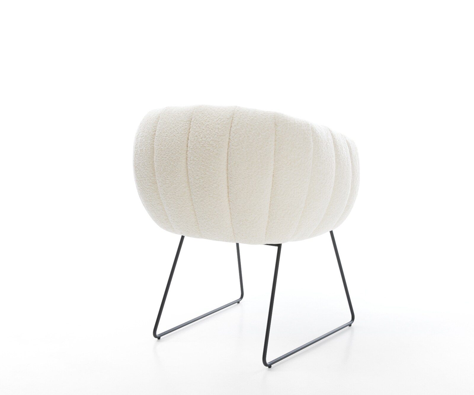 Chaise-de-salle-à-manger Jada-Flex bouclé blanc pied trapèze noir ressorts ensachés 5