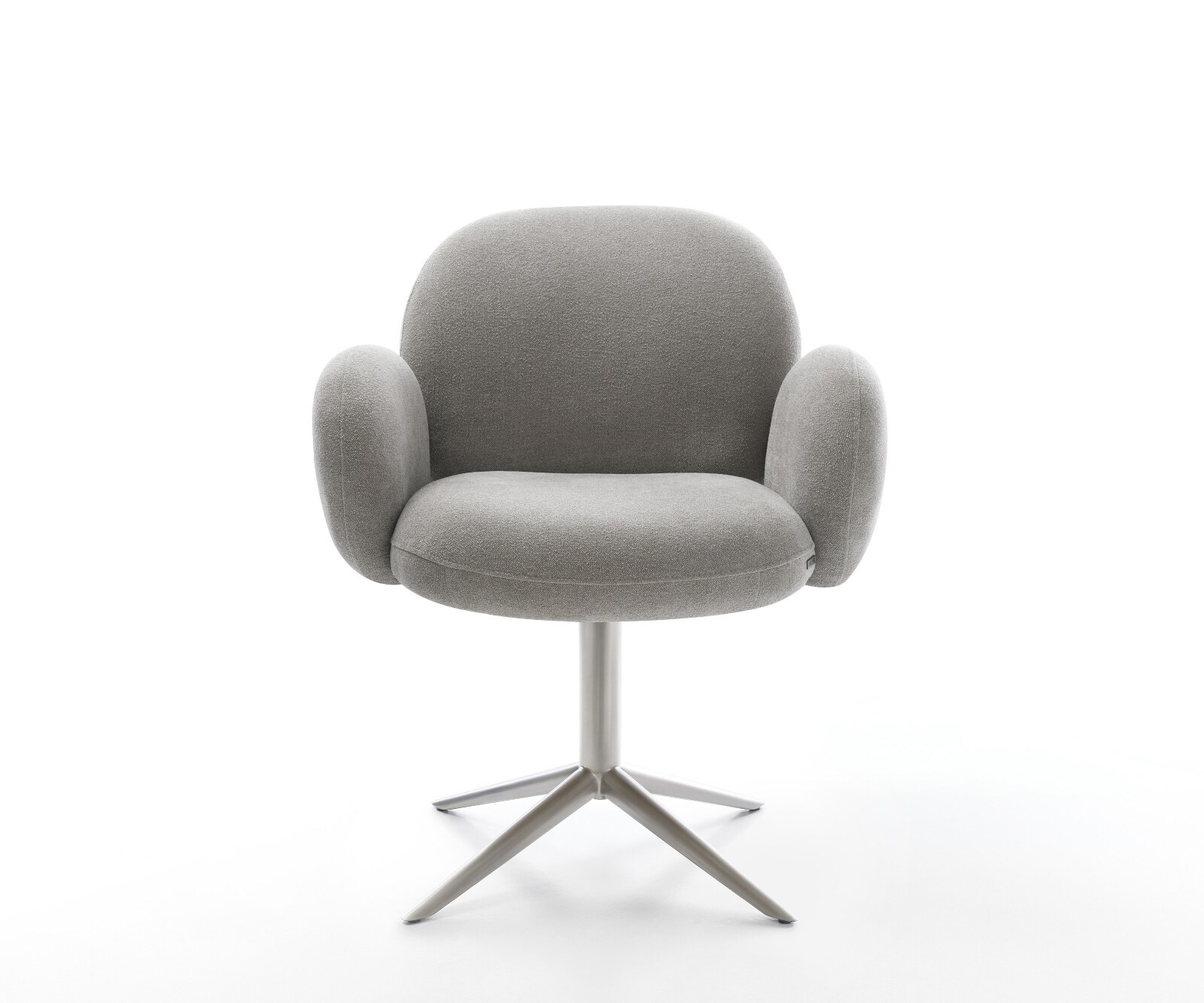 Drehstuhl Nube-Flex mit Armlehnen Strukturstoff Soft Grau Fußkreuz Edelstahl 360° drehbar Wippfunktion Taschenfederkern 1