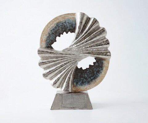 Skulptur Spira B70 x T21 x H96 cm Aluminium Argento Antico Handgemacht
