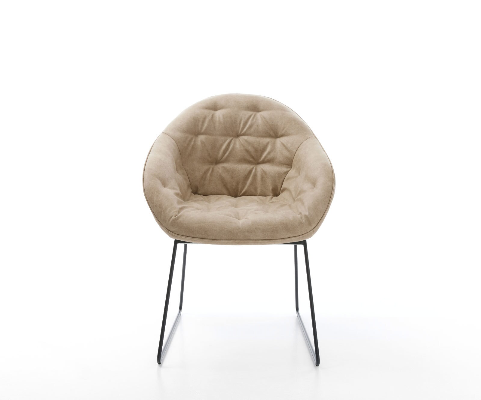 Chaise-de-salle-à-manger Gaio-Flex microvelours beige vintage pied trapèze noir 1