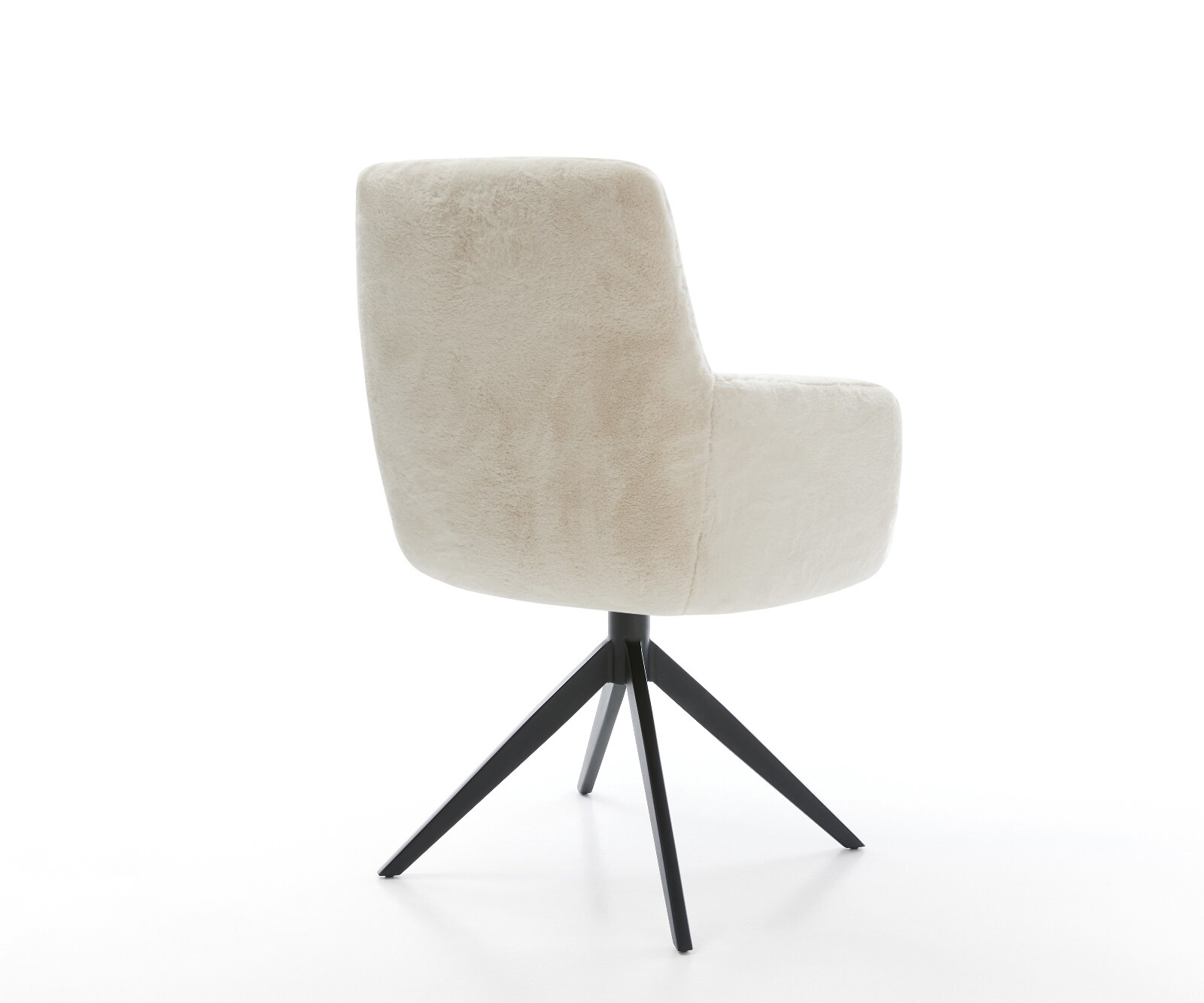 Chaise-pivotante Heira-Flex avec accoudoirs peluche crème-blanc pied croisé large noir pivotement sur 360° fonction bascule resorts ensachés 4