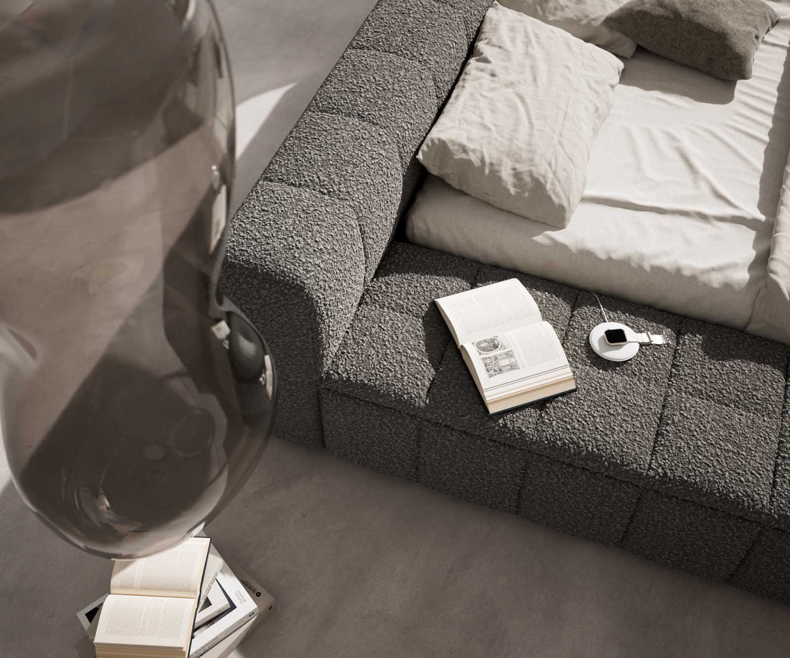 Polsterbettgestell Espazio 140x200 cm Bouclé Silbergrau mit Stauraum 5 Polsterbettgestell Espazio 140x200 cm Bouclé Silbergrau mit Stauraum 5