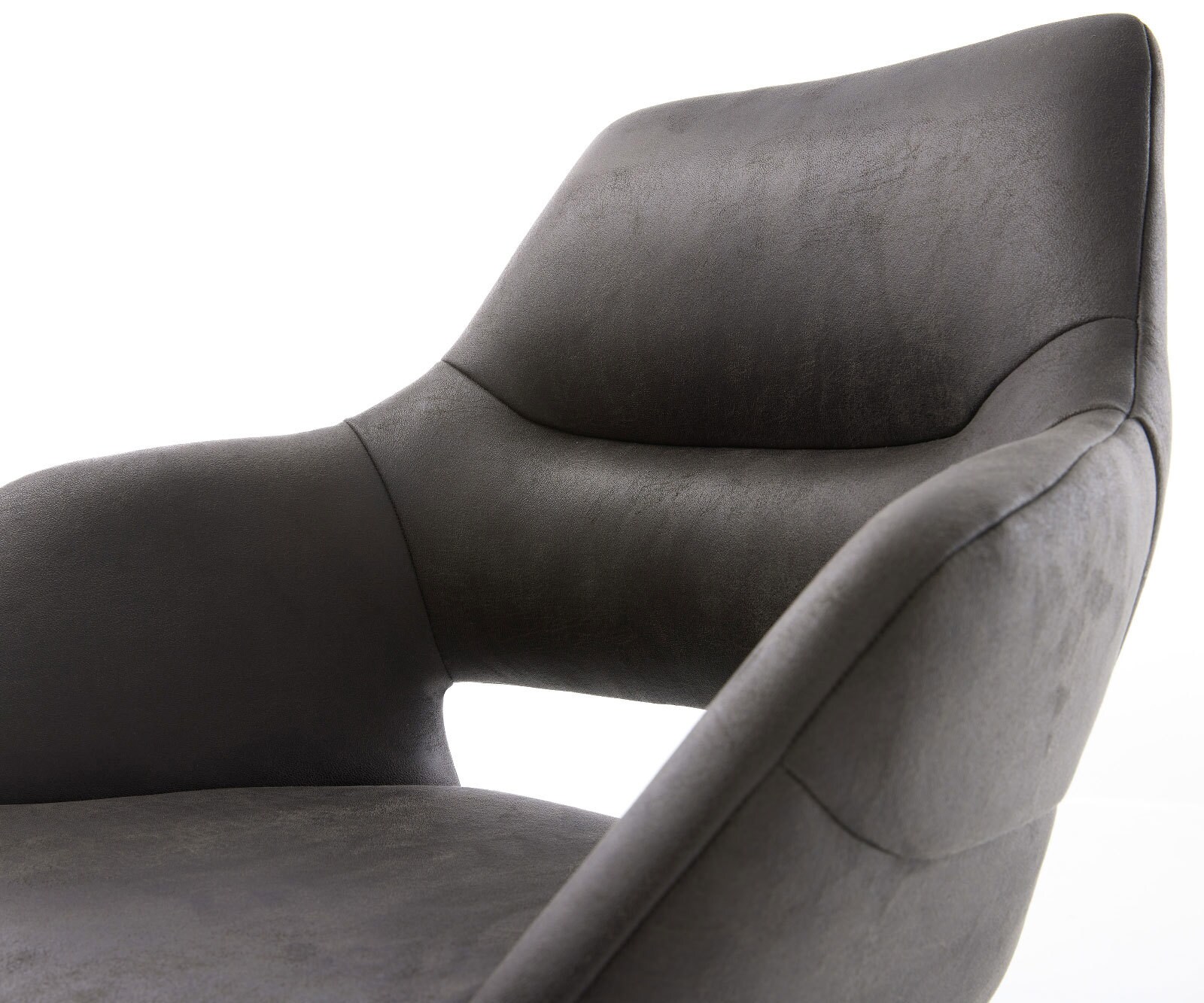 Chaise-pivotante Yago-Flex avec accoudoirs microvelours anthracite vintage pied croisé large noir pivotement sur 360° fonction bascule ressorts ensachés 3