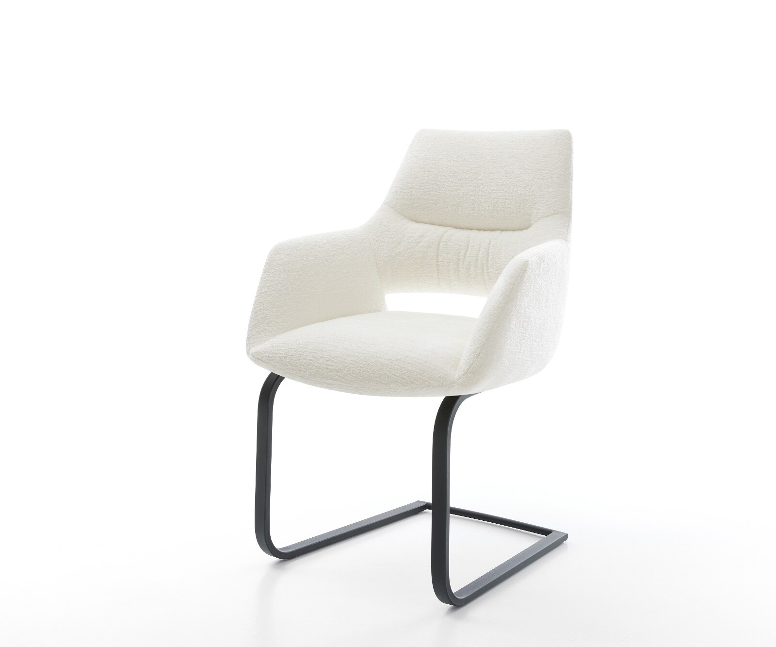 Freischwinger Yago-Flex mit Armlehnen Bouclé Soft Beige Freischwinger flach Schwarz Taschenfederkern 1