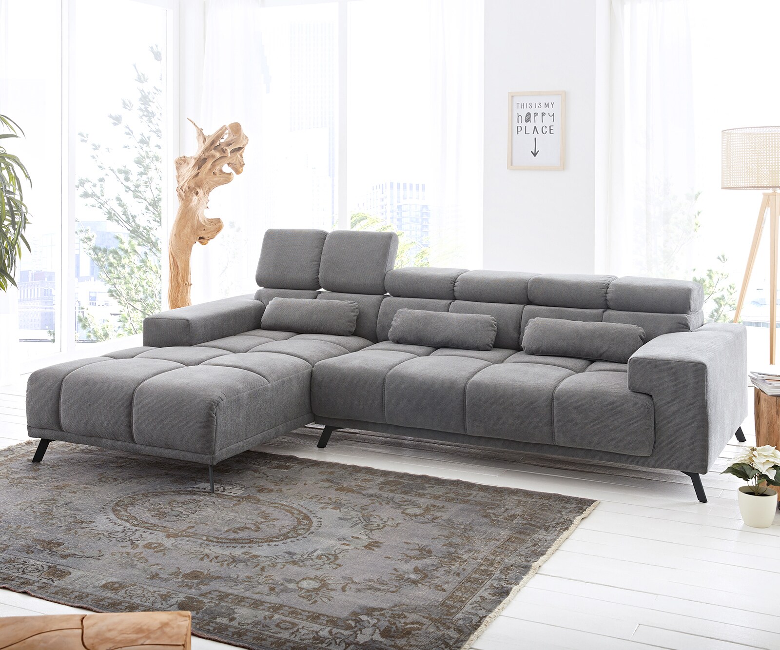 Ecksofa Ordino 285x200 cm Mikrofaser inkl. elektrische Sitztiefenverstellung Ecksofa Ordino 285x200 cm Mikrofaser inkl. elektrische Sitztiefenverstellung