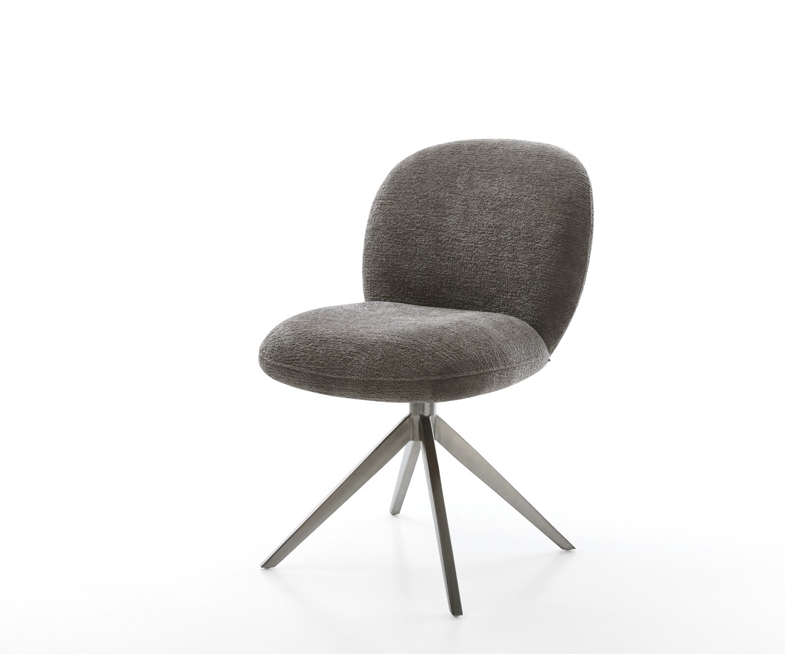 Chaise-pivotante Nube-Flex bouclé doux couleur boue pied croisé large grafiete pivotement sur 360° fonction bascule resorts ensachés