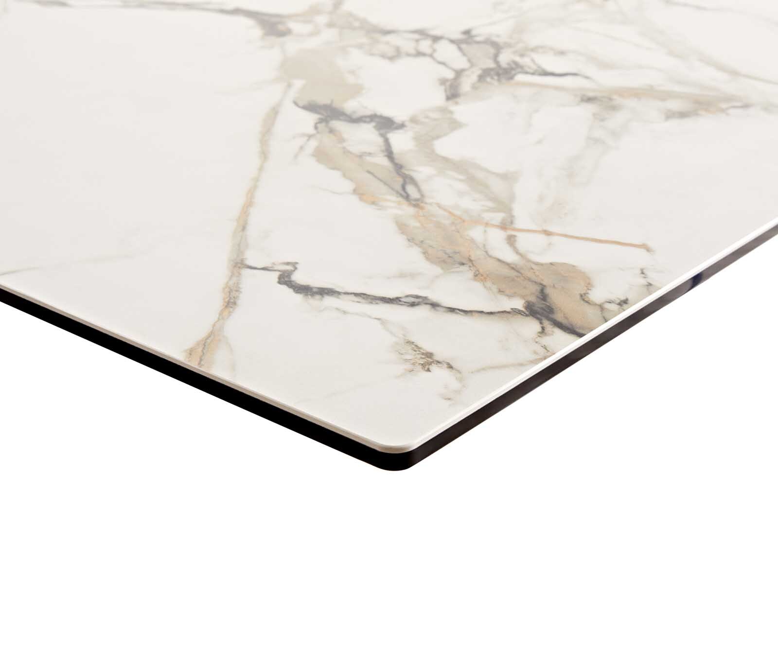 Esstisch Edge 300x100 Keramik Calacatta Luxe Weiß-Gold-Grau Spider Flachstahl Schwarz 4