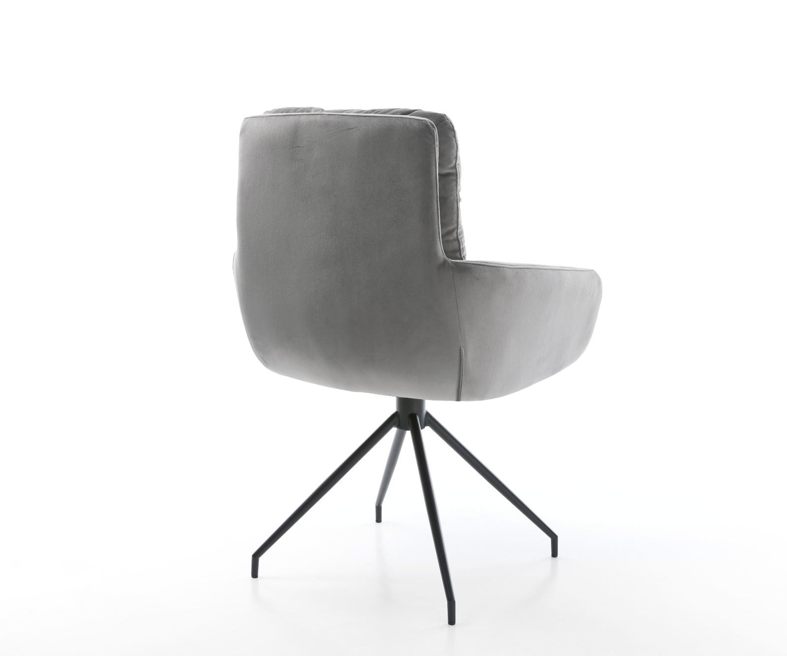 Chaise-de-salle-à-manger Abelia-Flex avec accoudoirs velours gris pied croisé conique noir 5