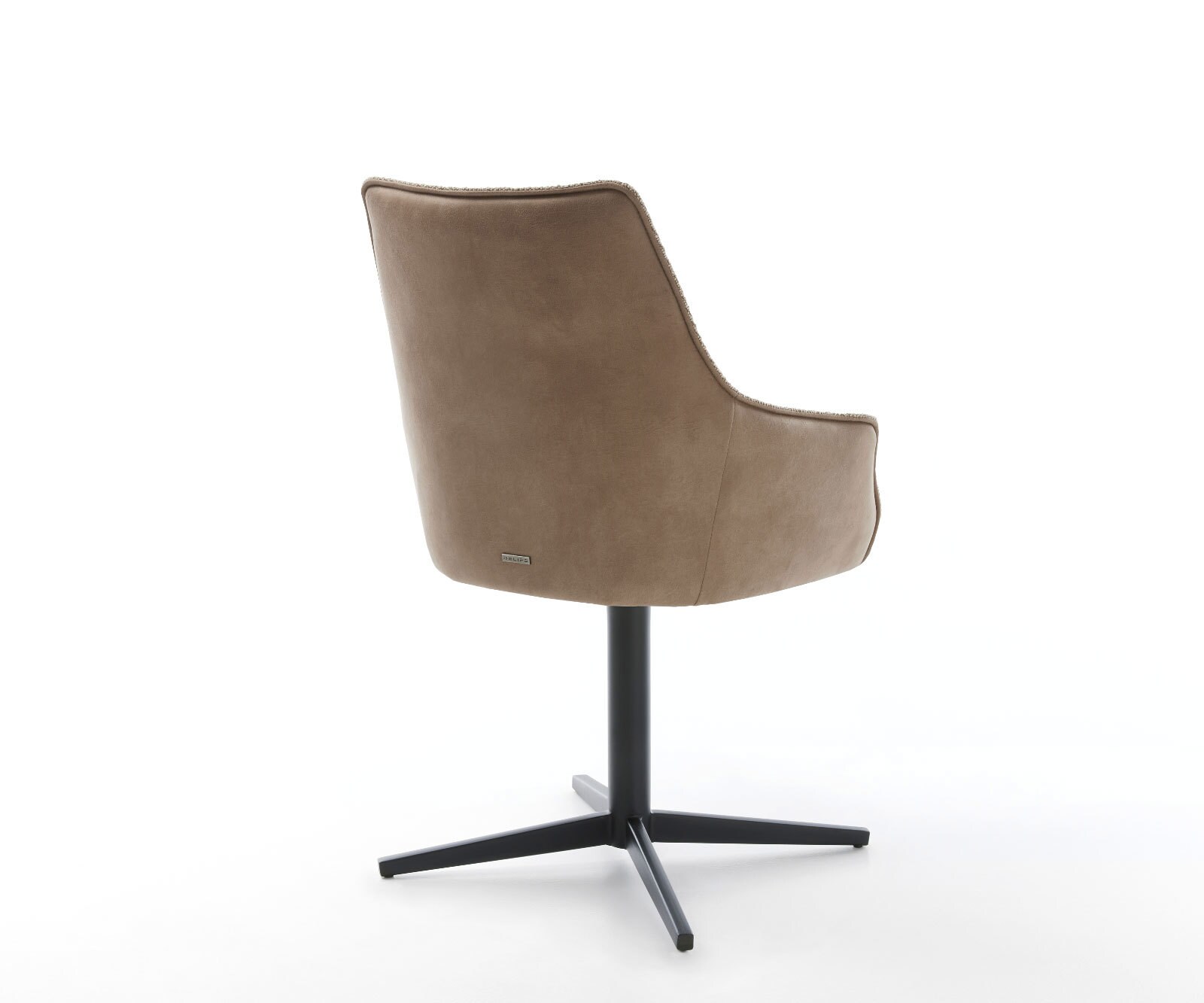 Chaise-pivotante Alja-Flex avec accoudoirs tissu mixte couleur boue pied de chaise 4 branches noir pivotement sur 360° ressorts ensachés 4