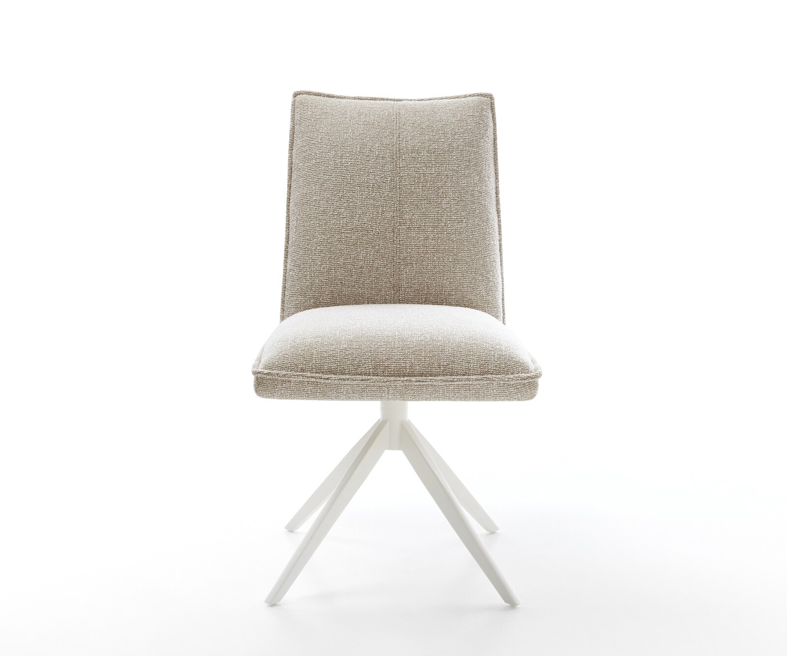 Drehstuhl Lelio-Flex Webstoff Soft Beige Kreuzgestell breit Weiß 360° drehbar Wippfunktion Taschenfederkern 2