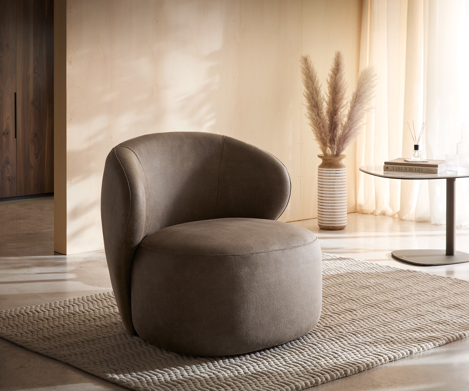 Loungesessel Pulo 80x80 cm Mikrofaser Taupe Vintage