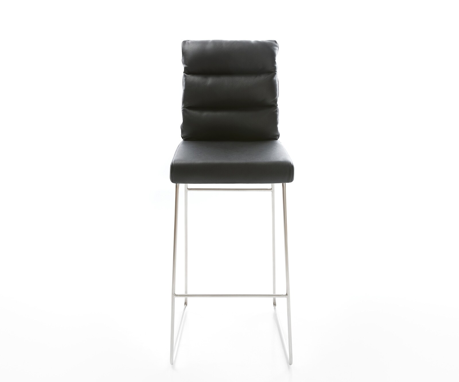 Barstuhl Pela-Flex Echt-Leder Schwarz Kufengestell Edelstahl 1 Barstuhl Pela-Flex Echt-Leder Schwarz Kufengestell Edelstahl 1