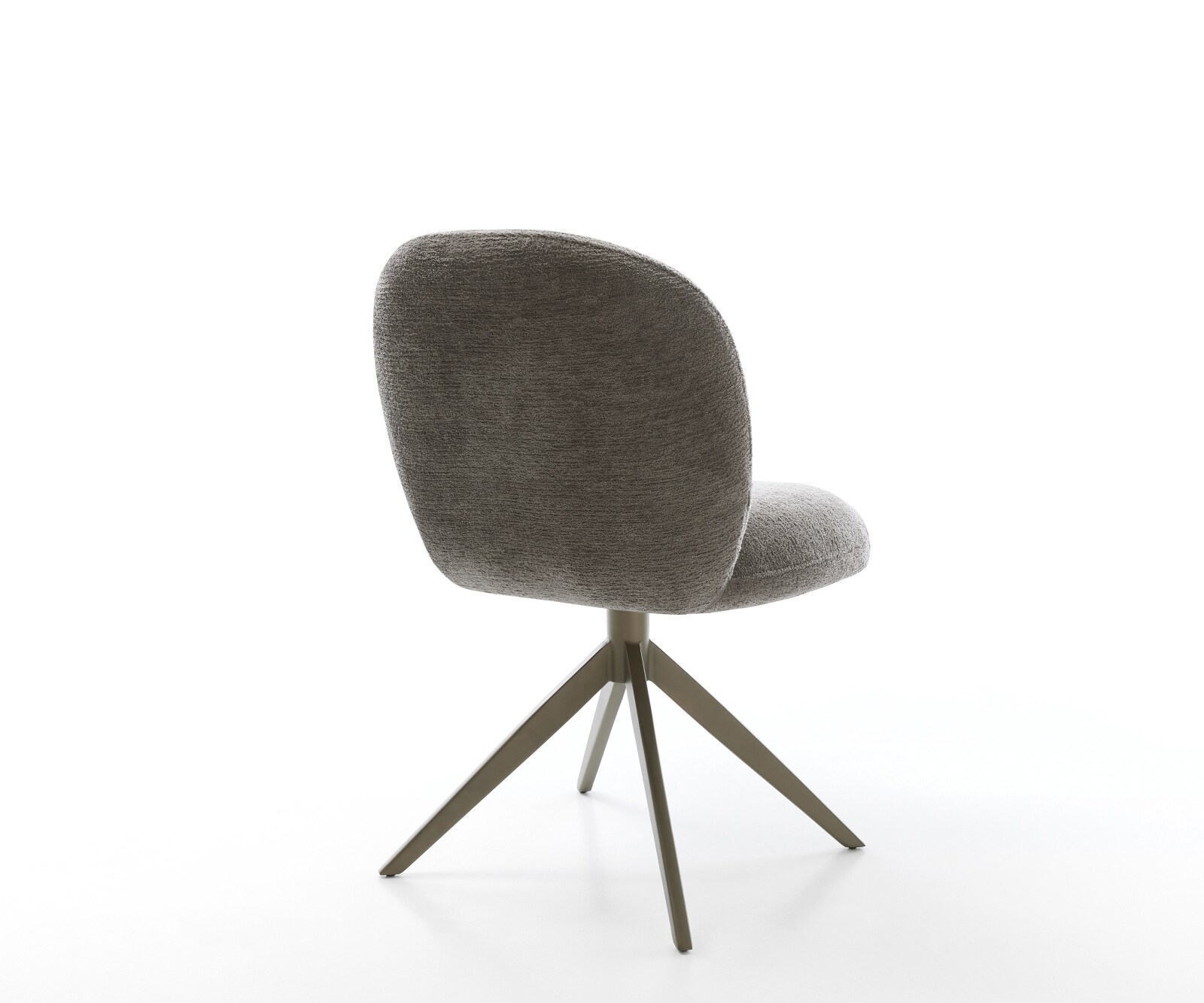Chaise-pivotante Nube-Flex bouclé doux couleur boue pied croisé large aspect titane pivotement sur 360° fonction bascule resorts ensachés 4