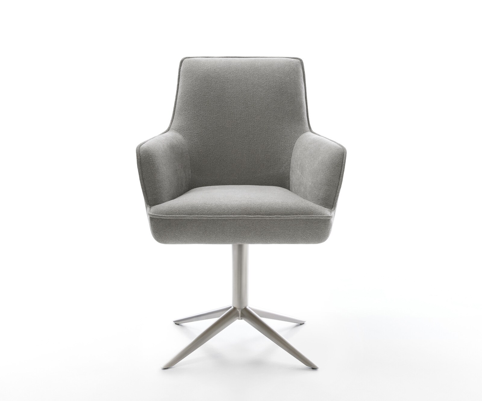 Chaise-pivotante Heira-Flex avec accoudoirs tissu structuré doux gris pied de chaise 4 branches acier inoxydable pivotement sur 360° fonction bascule resorts ensachés 2