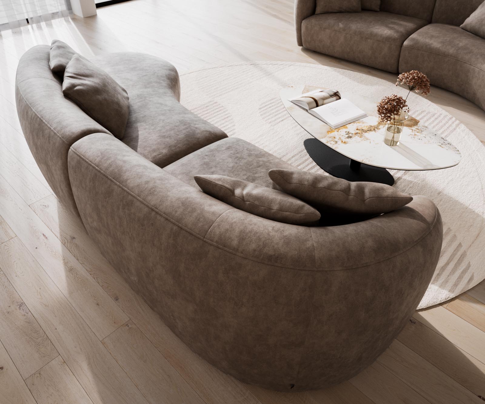 Sofa Mairi 330x160 cm Mikrofaser Taupe Vintage 5 Sofa Mairi 330x160 cm Mikrofaser Taupe Vintage 5