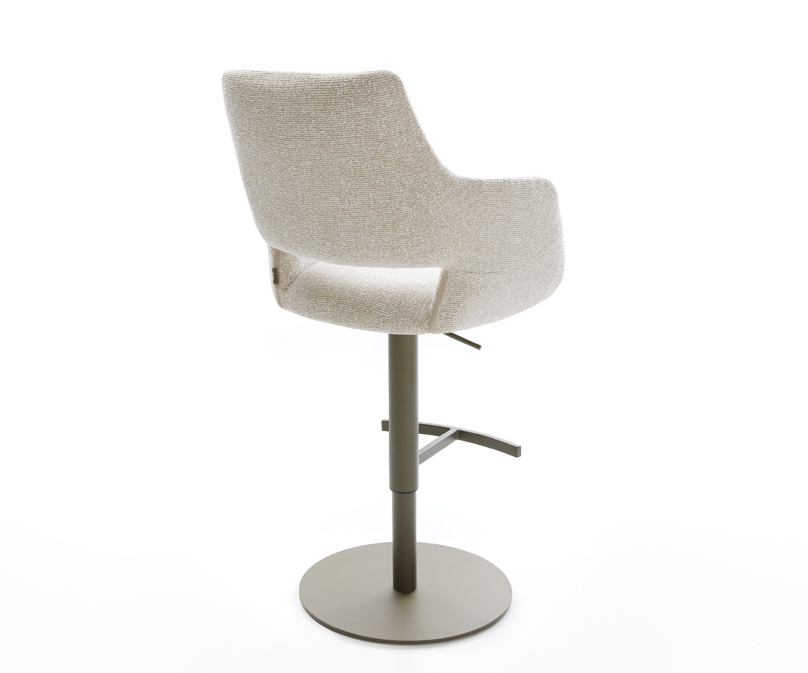 Chaise-de-bar Yago-Flex Tissu tissé doux Beige Pied pivotant réglable en hauteur couleur titane Couleur titane Ressort ensaché 5