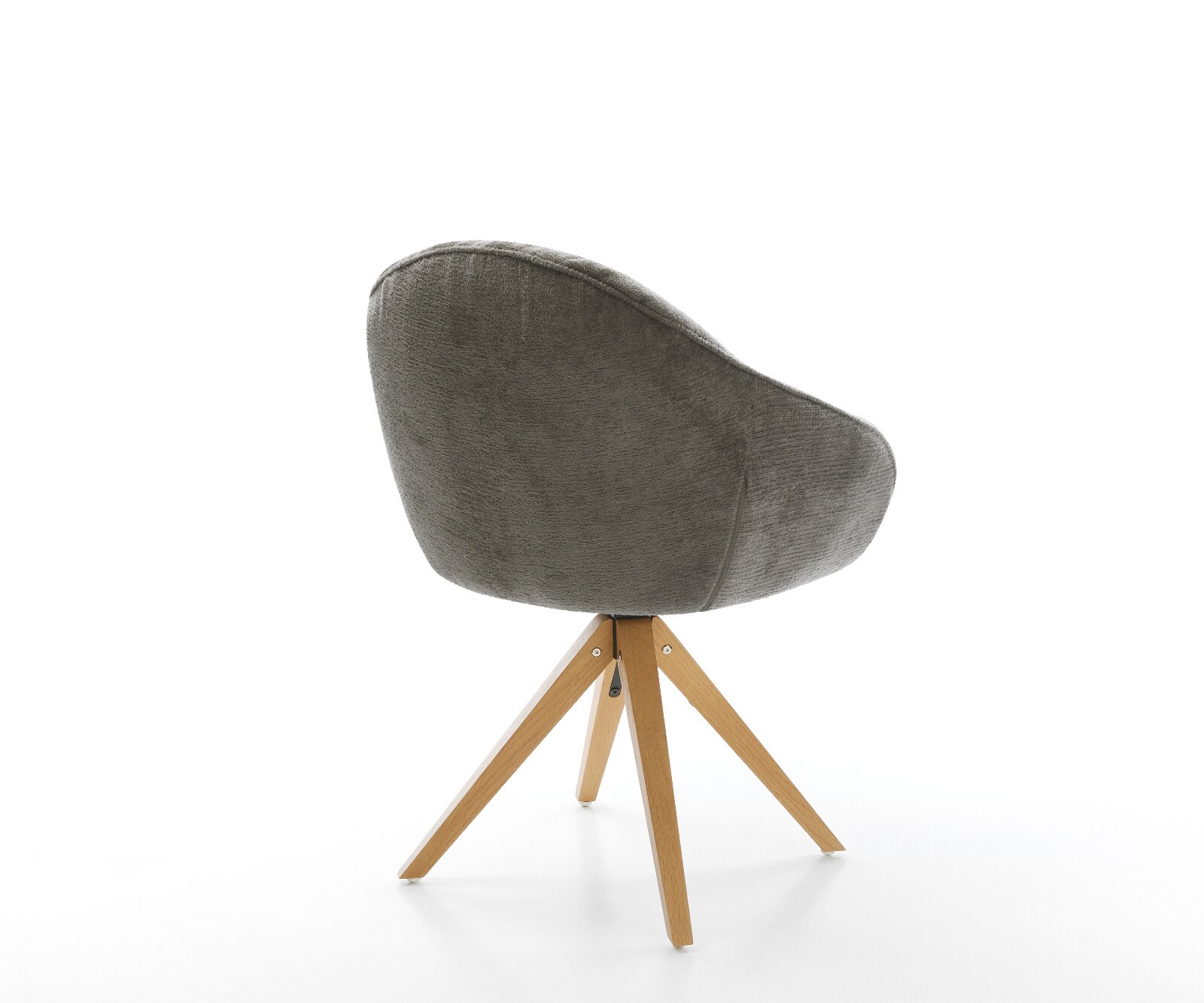 Chaise-pivotante Gaio-Flex bouclé doux couleur boue pied en bois angulaire naturel pivotement sur 180° 5