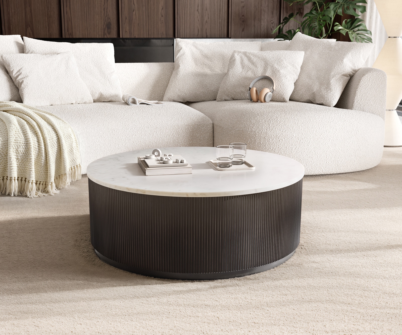Wohnzimmertisch Fiorano Marmor Schwarz Silber 90x90 cm Metall Black Antique