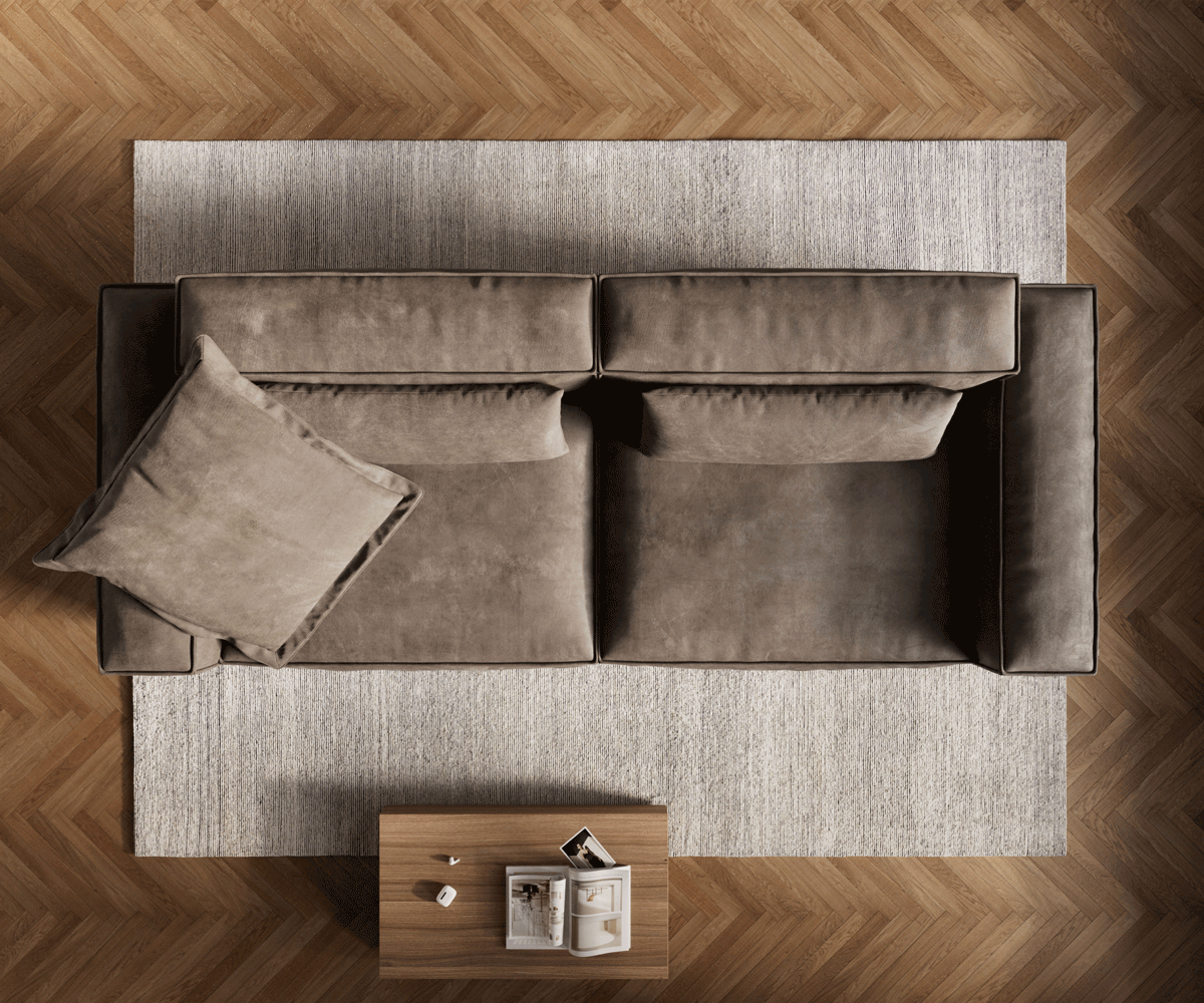 Big-Sofa Freestyle 280x110 cm Mikrofaser Taupe Vintage Kedernaht 6