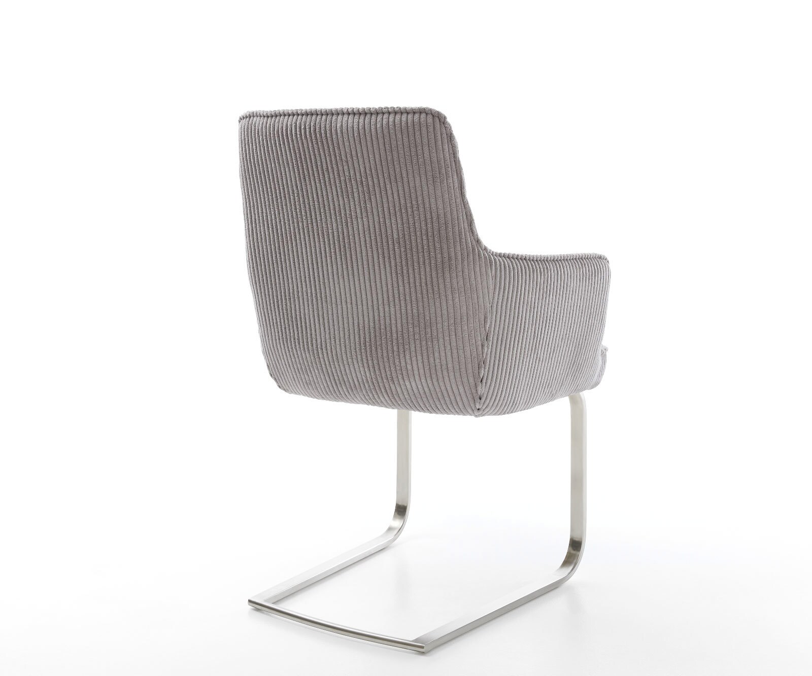 Cantilever Heira-Flex avec accoudoirs côtelé gris argenté pied cantilever plat acier inoxydable brossé ressorts ensachés 5