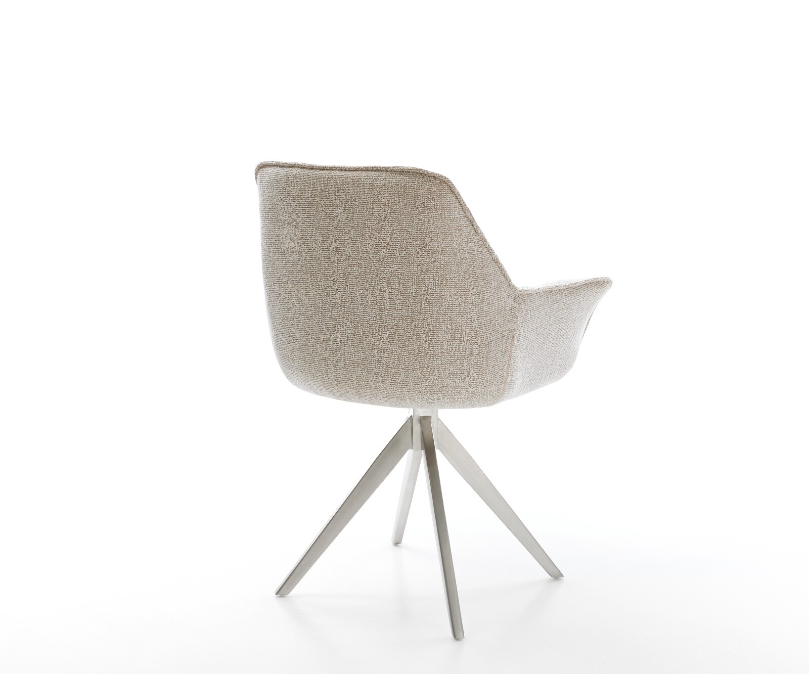 Drehstuhl Kaira-Flex Webstoff Soft Beige Kreuzgestell kantig Edelstahl 180° drehbar 4